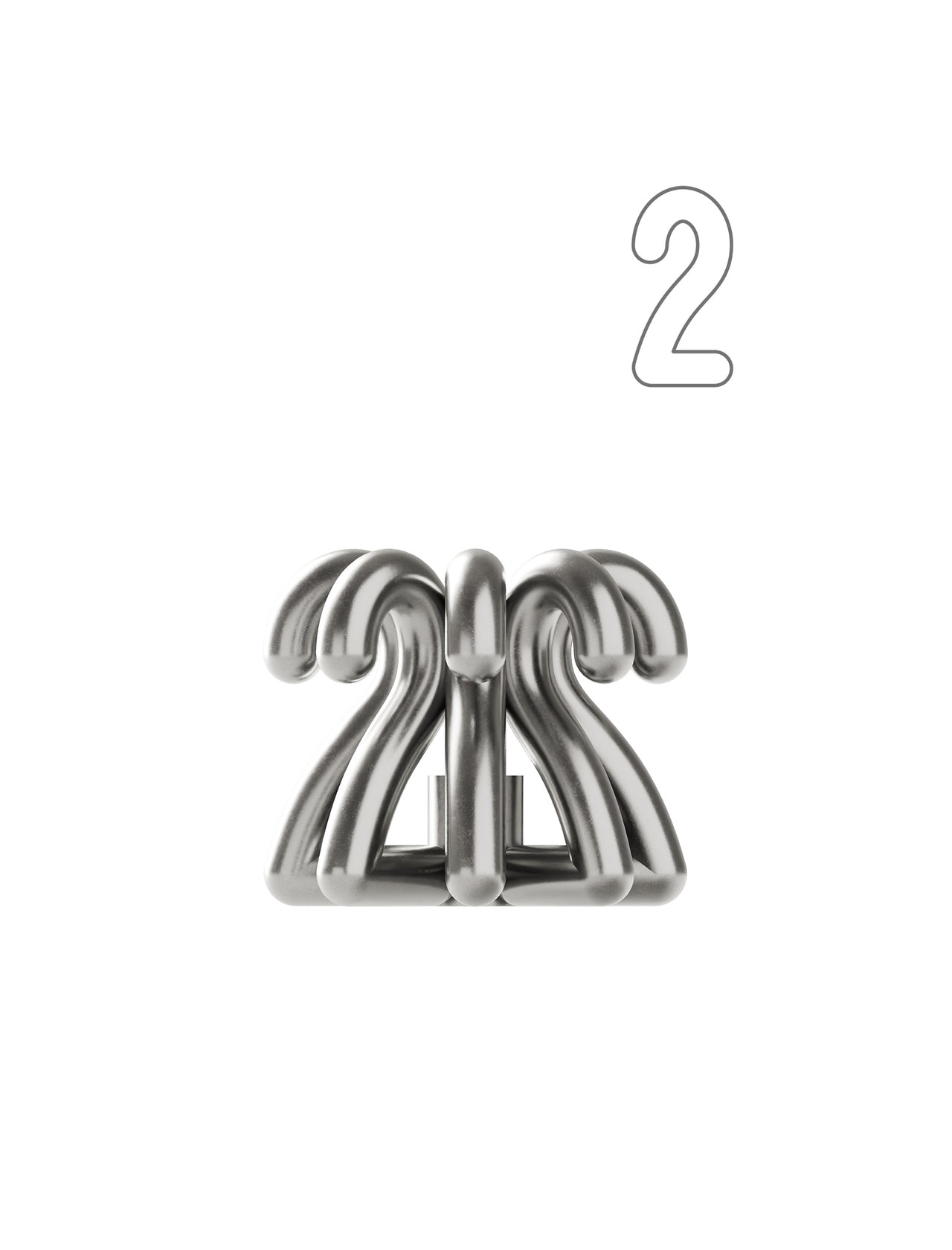 DIGIT TWO Candlestick made of solid raw aluminum with a modern, sculptural, and interconnected design.