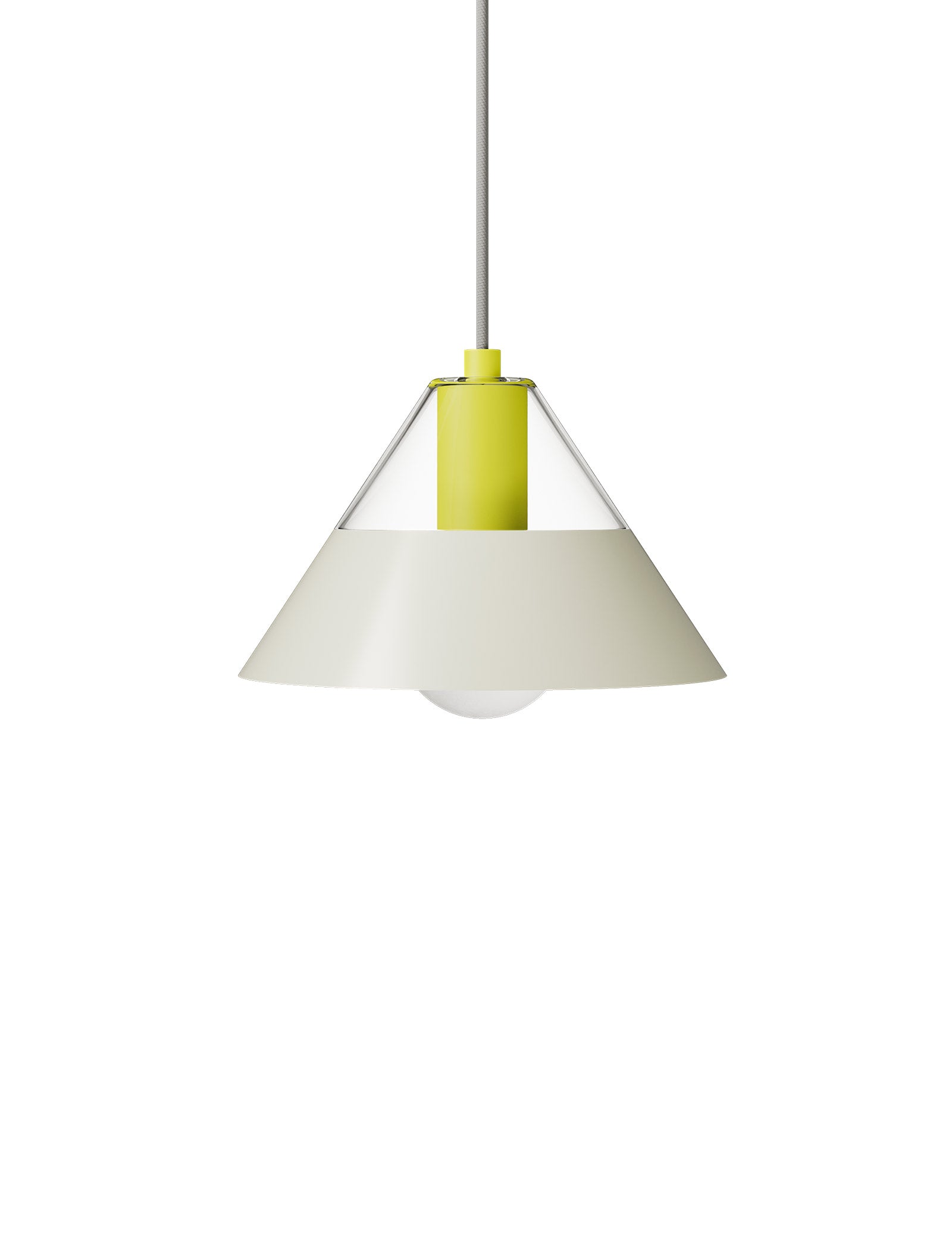 FIFTY FIFTY Lamp with a glass top and metal shade combining warm ambient and precise functional light.