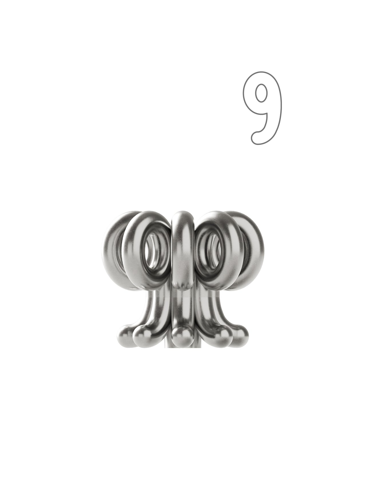 DIGIT NINE Candlestick made of polished aluminum with a modern sculptural design, perfect for stylish home decor.