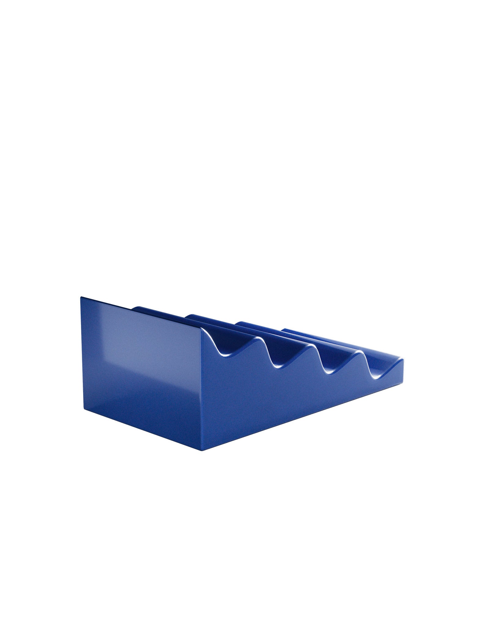 CASCADE Fruit Stand in blue ceramic, designed to hold apples, pears, and fruits separately without pressure marks.