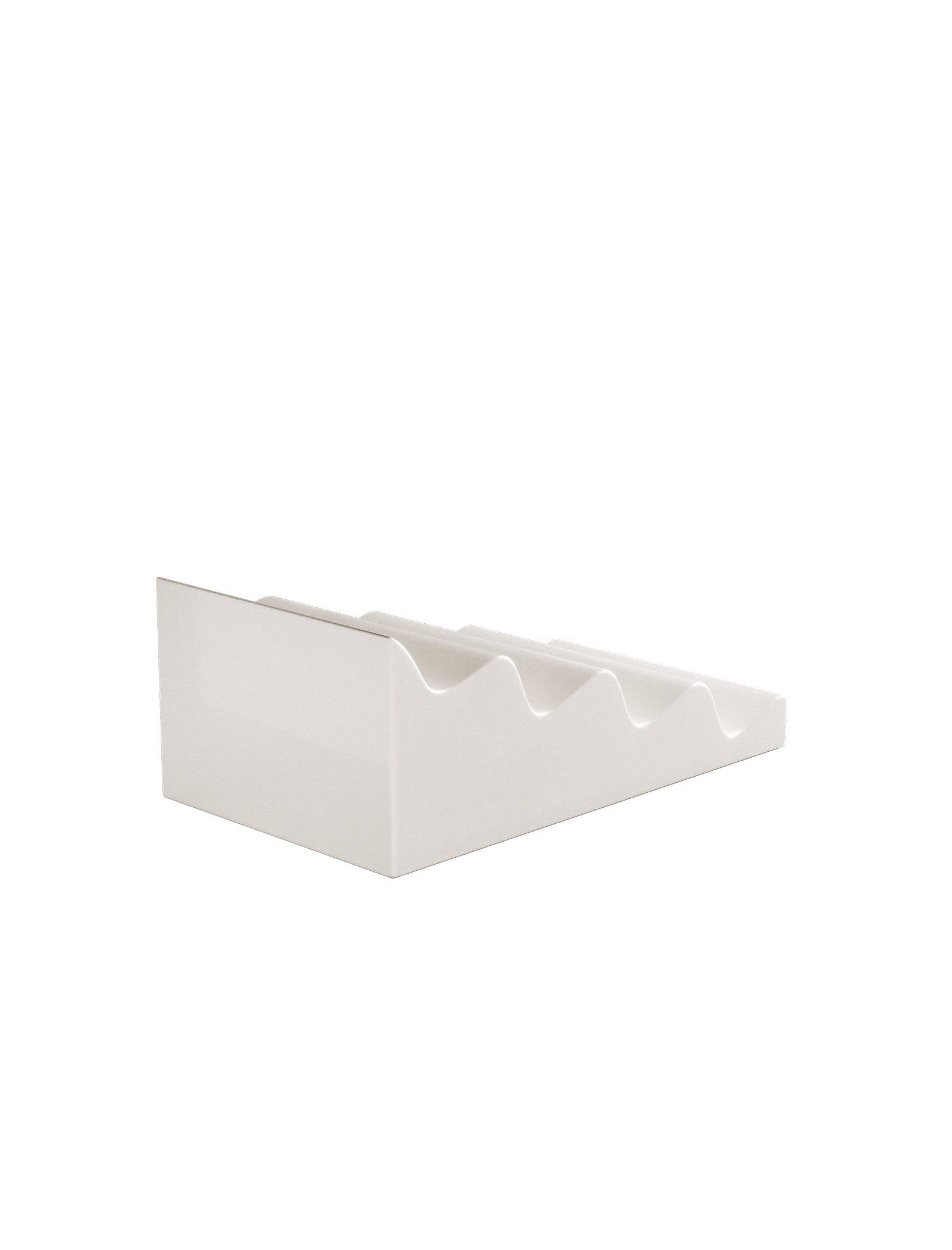 CASCADE Fruit Stand ceramic holder in white with individual slots for apples, pears, and other fruits, six colors available.