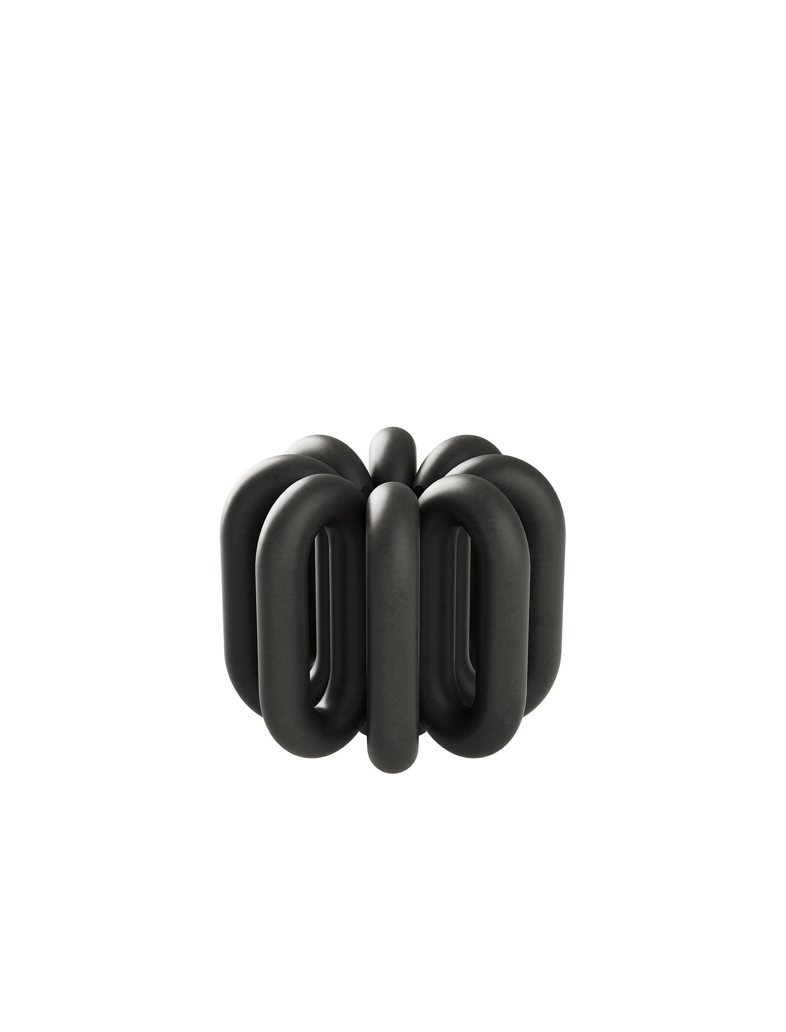DIGIT ZERO Candlestick in black painted solid aluminum with a modern, sculptural design for decor or celebrations.