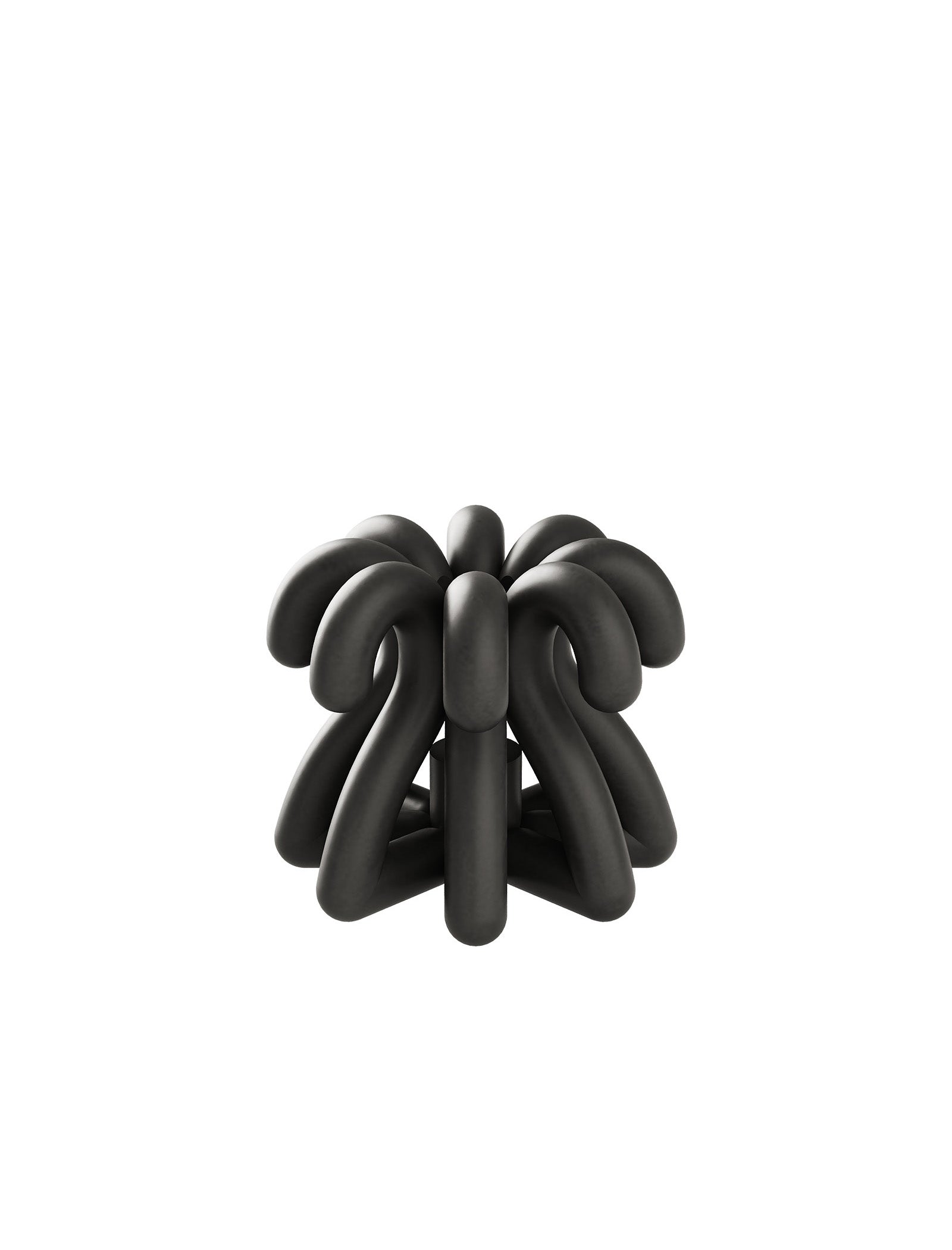 DIGIT TWO Candlestick in black, modern twisted aluminum design for unique birthday or anniversary decoration.