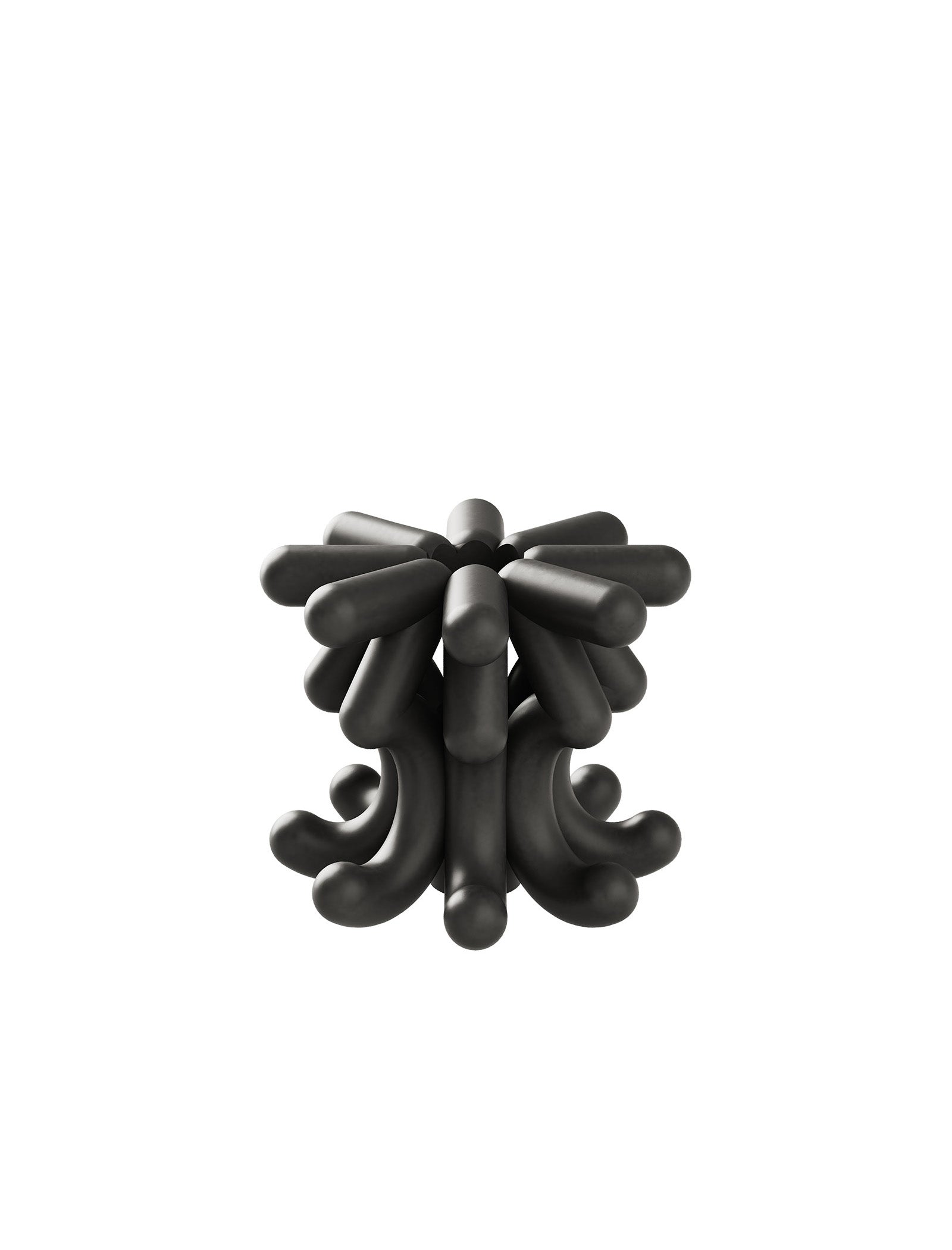 DIGIT THREE Candlestick in black, modern sculptural design with curved and cylindrical elements for stylish décor.