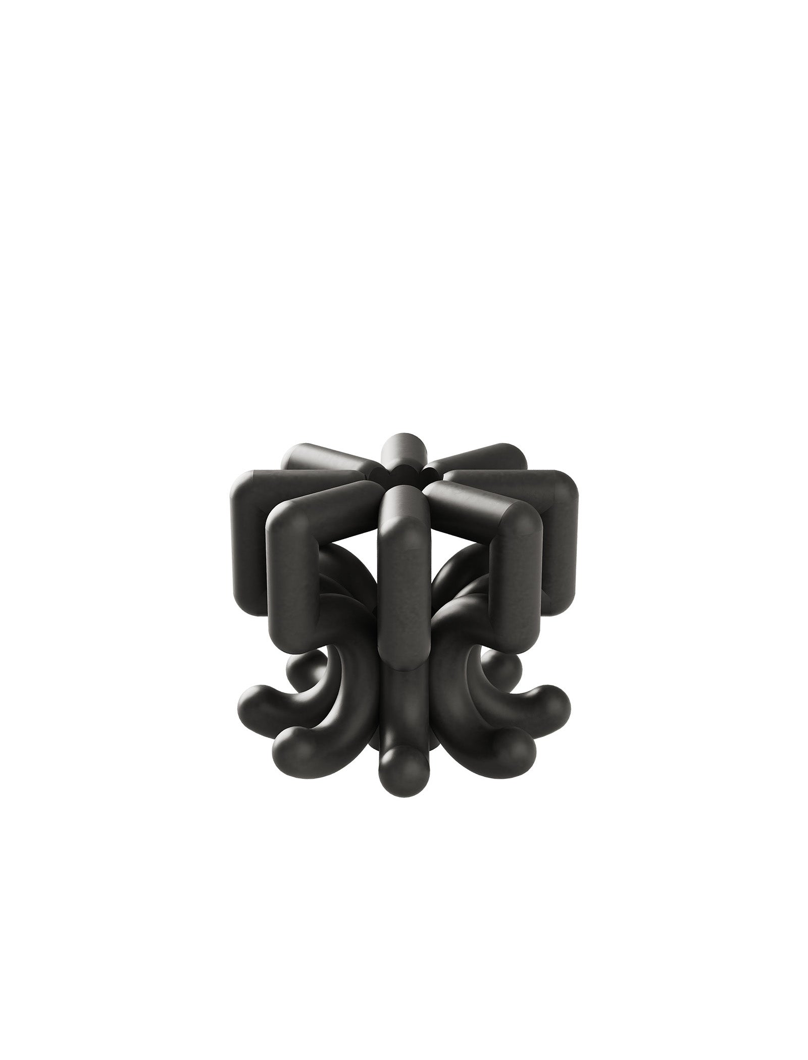DIGIT FIVE Candlestick in black matte finish, modern geometric design made from solid aluminum.