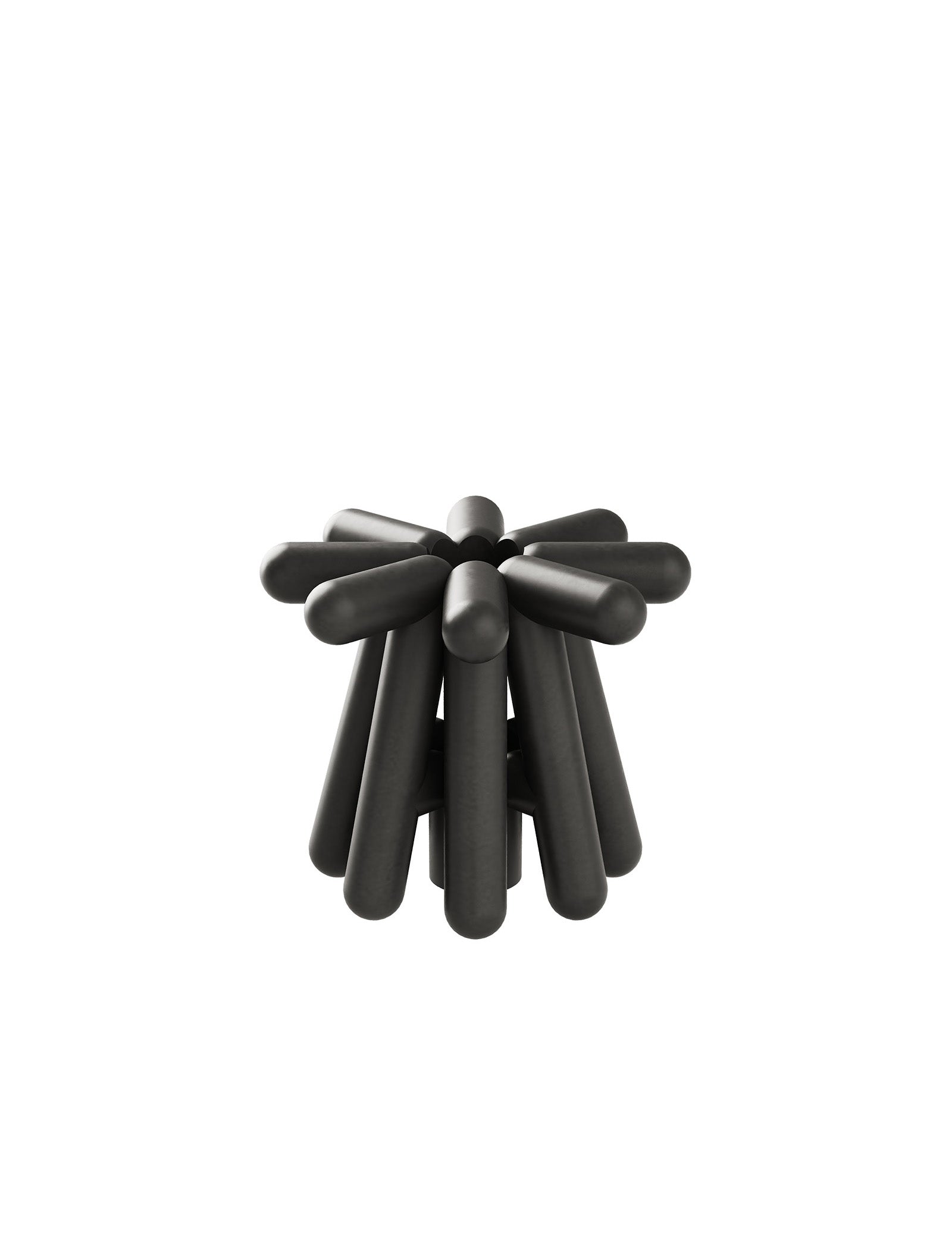 DIGIT SEVEN Candlestick in black matte finish with a modern, geometric design made of solid aluminum.