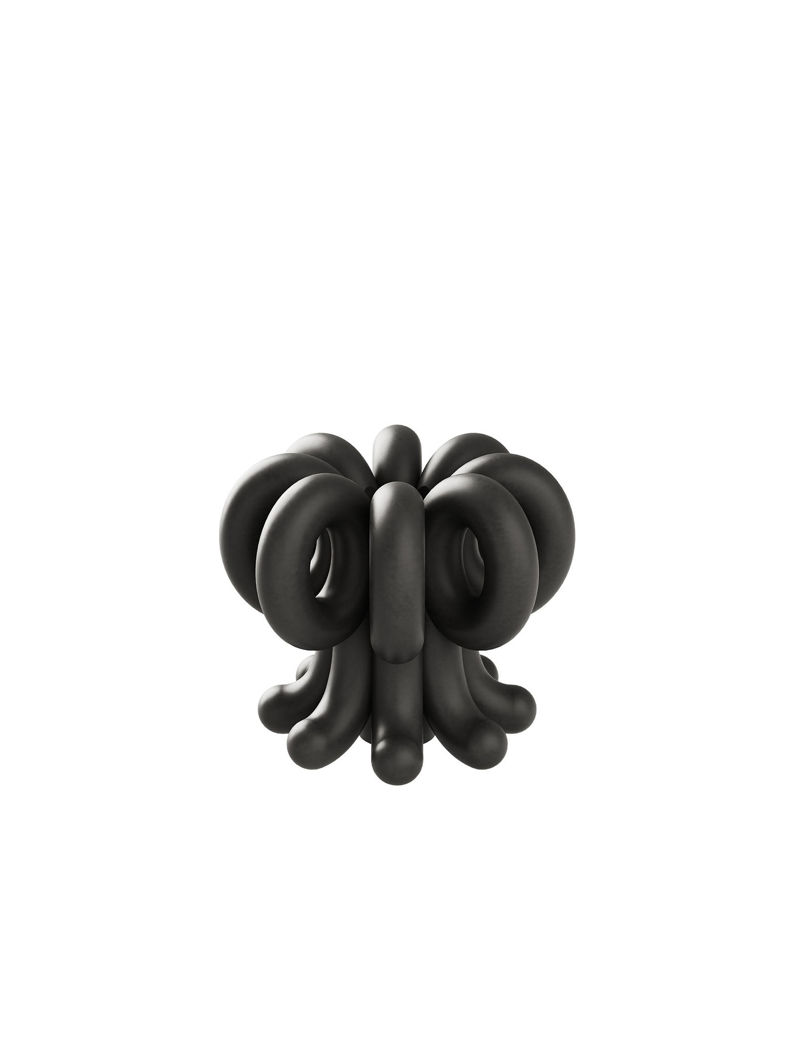 DIGIT NINE Candlestick in black matte aluminum with unique looped modern design, perfect for stylish decor and gifts.