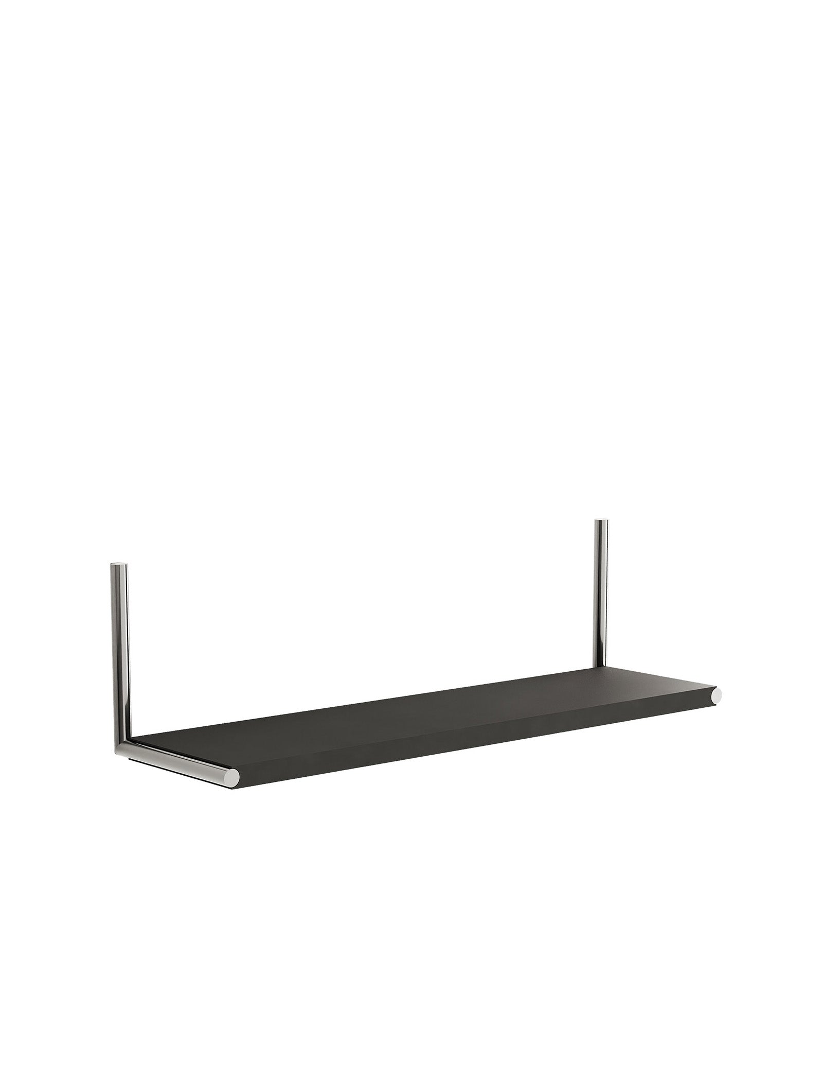ELLE Shelf – Color black minimalist wall-mounted shelf with metal supports perfect for books and decorations.