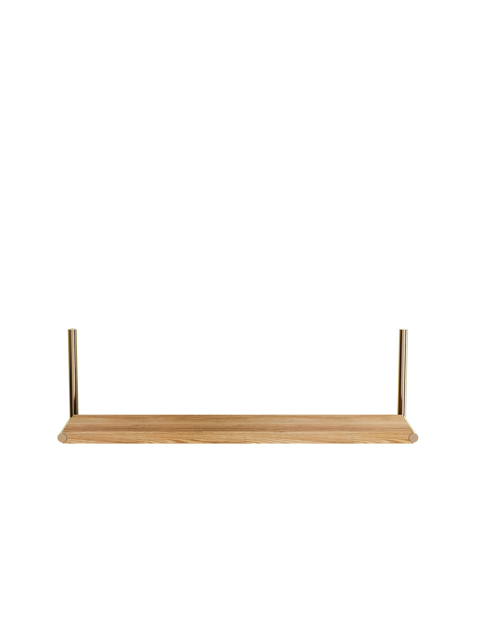 ELLE Shelf wooden wall-mounted shelf with brass supports, adjustable height for books, pictures, and memories.