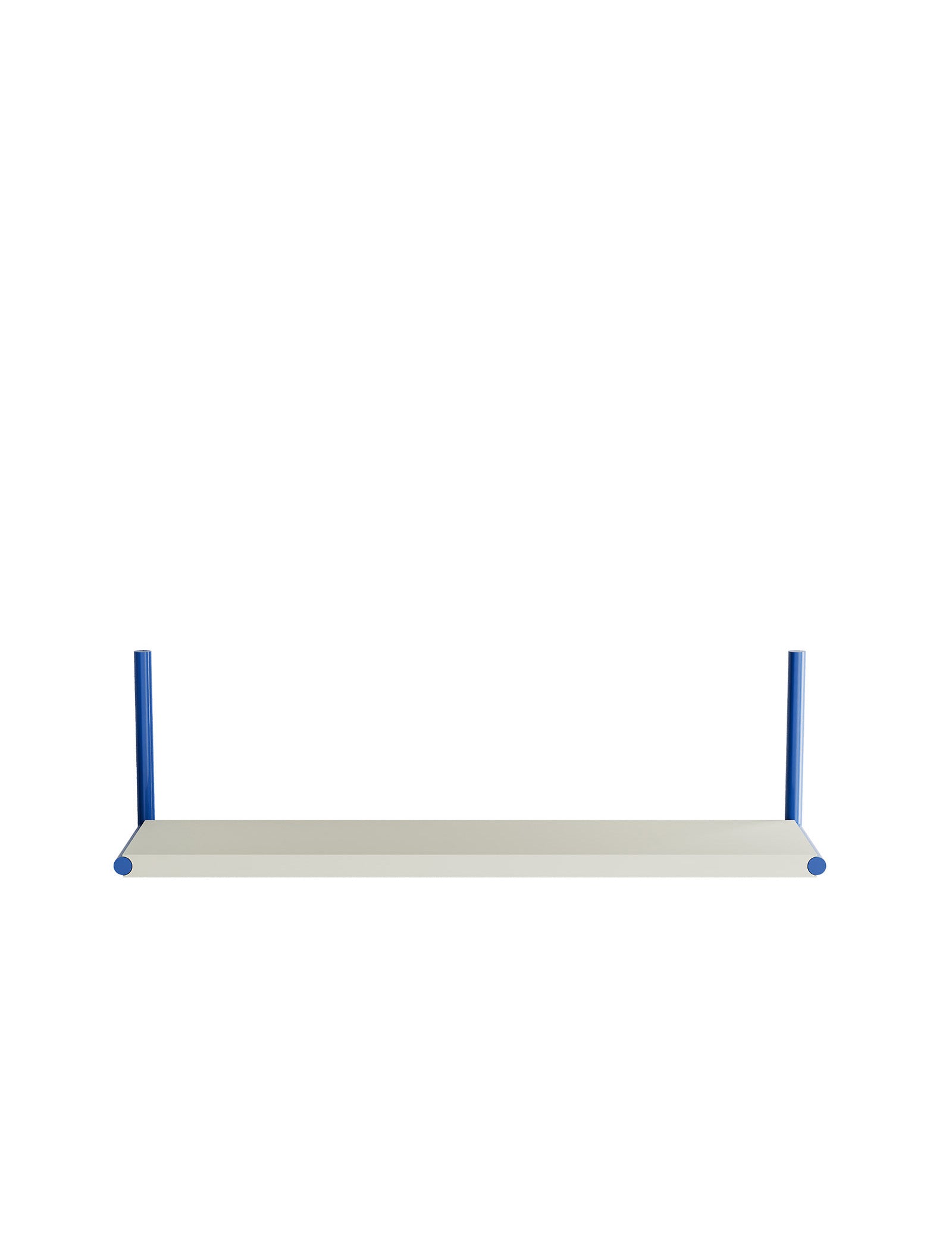 Minimalist wall-mounted storage with blue supports and white shelf, perfect for books and decor - ELLE Shelf – Color.