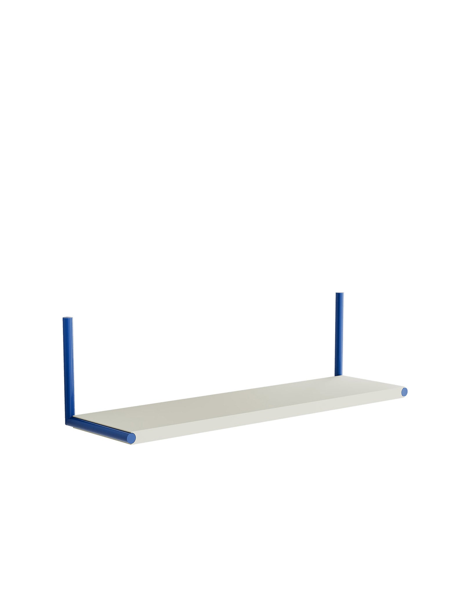 ELLE Shelf – Color with blue supports and white shelf, adjustable for mounting up or down to hold books or decor.