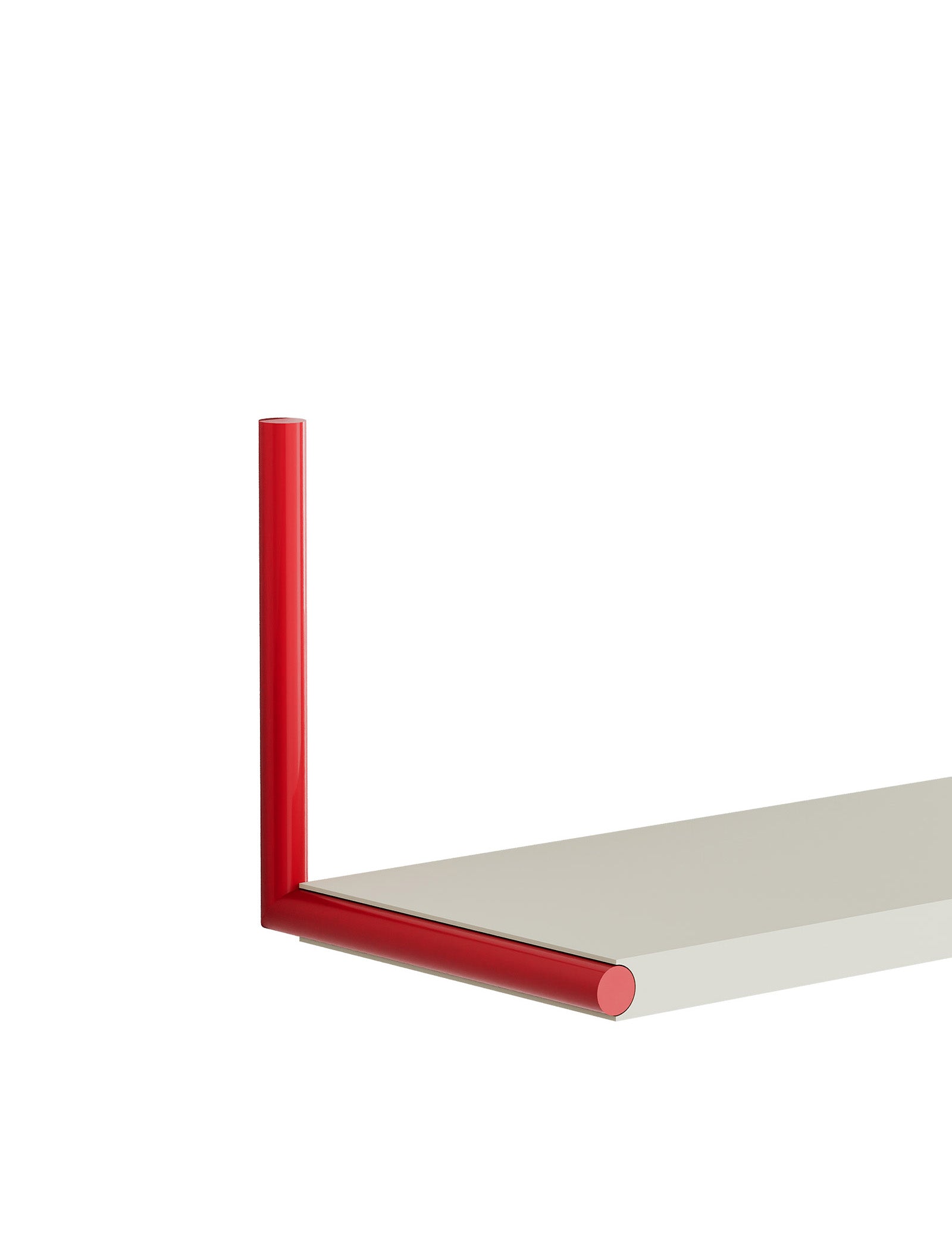 ELLE Shelf – Color in red and gray, minimalist wall-mounted shelf for books, pictures, and memories, expandable design.