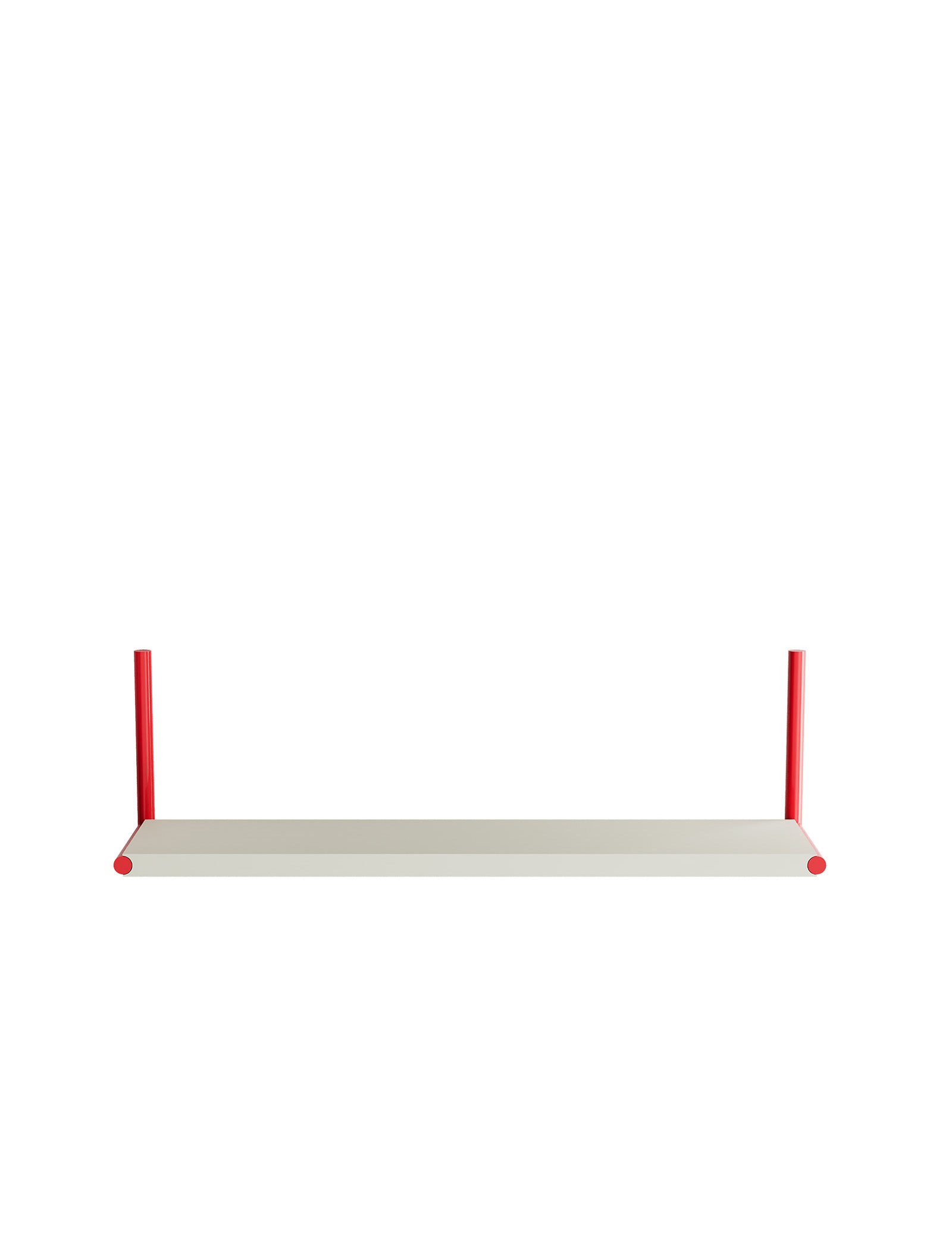 ELLE Shelf – Color with red supports and a neutral shelf, adjustable for versatile wall mounting and storage expansion.