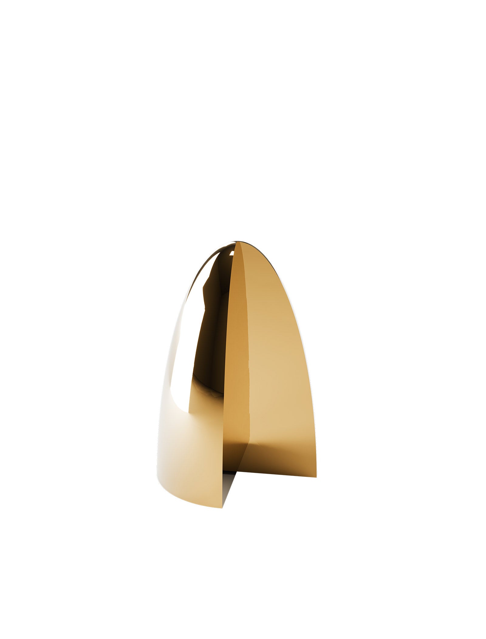 NOOK Bookend - C in polished brass with sleek, curved design and subtle cutout corner for stylish book support.