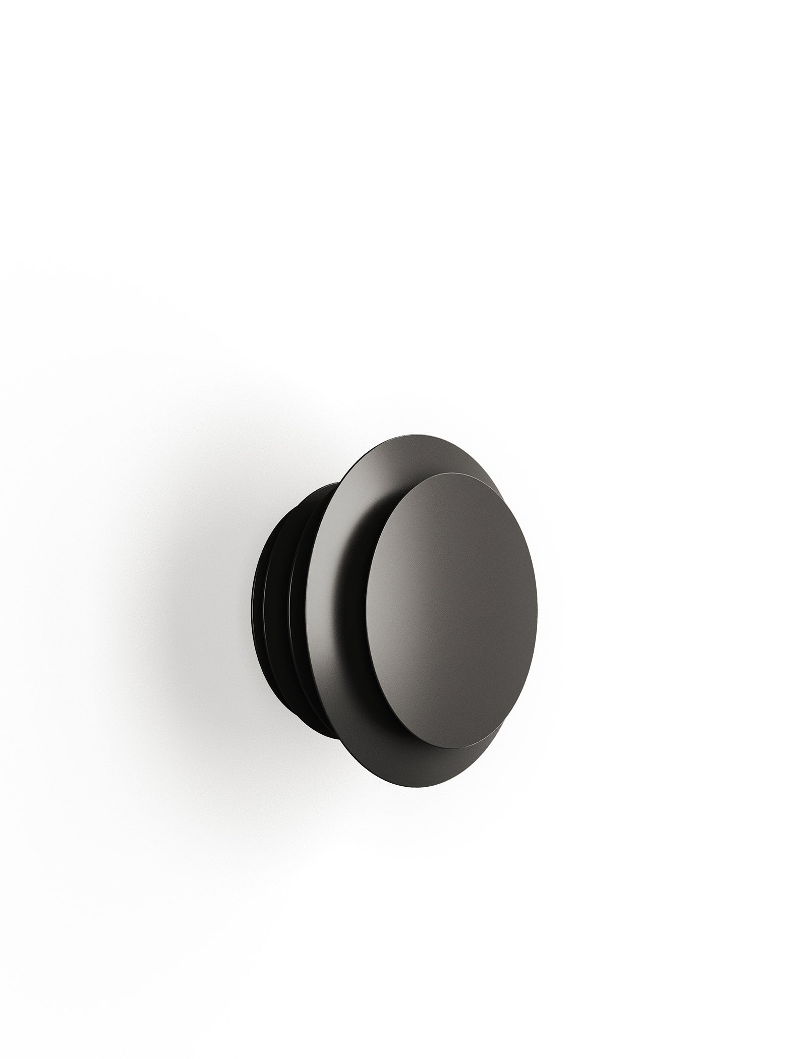 ACCORDION Hook - L1 black round wall hook with a layered, expandable design for hanging jackets and bags.