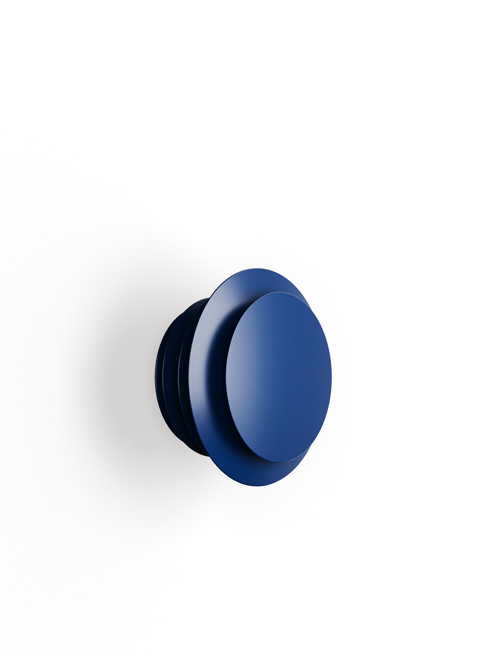 ACCORDION Hook - L1 in blue with layered circular design for hanging jackets and bags on the wall.