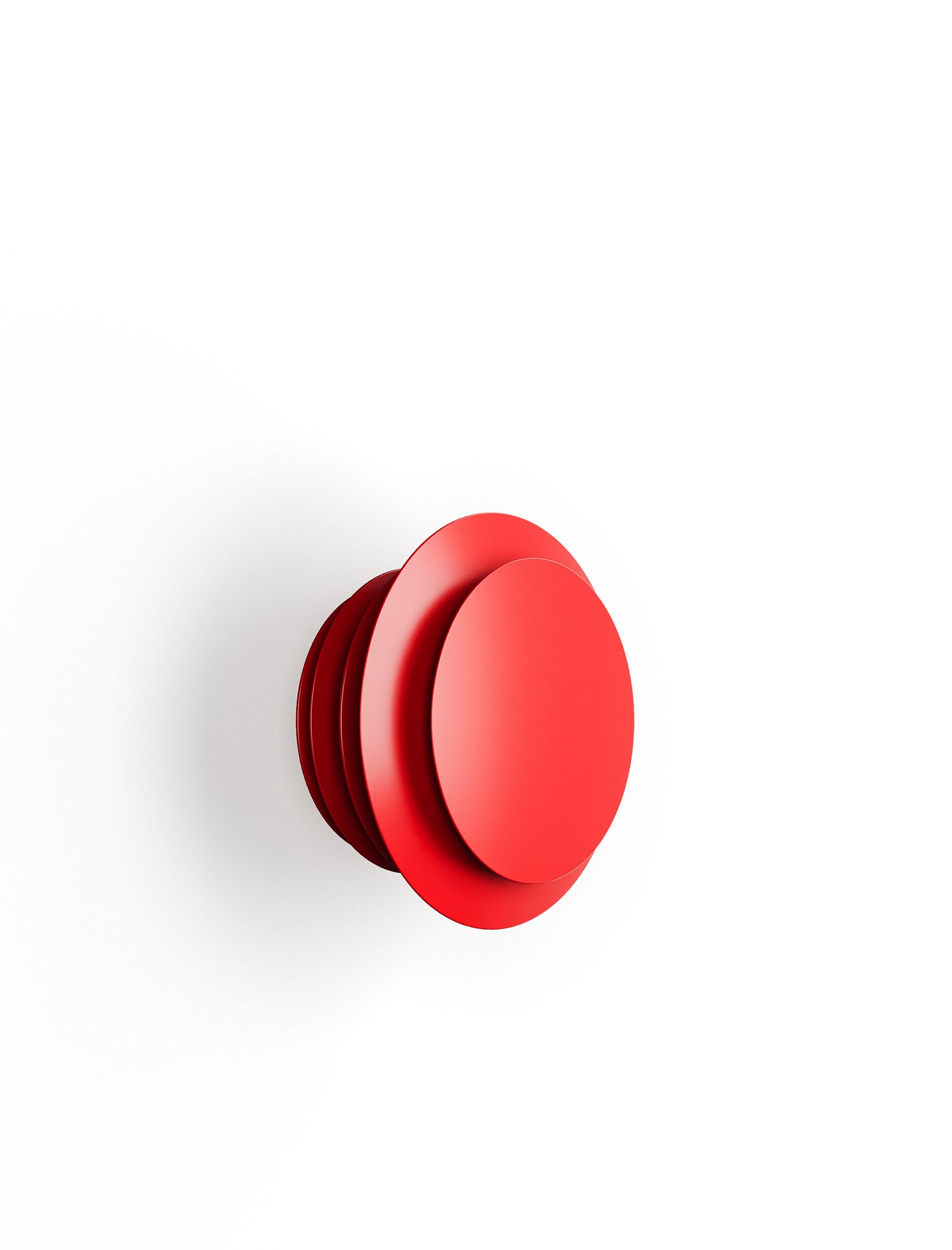 ACCORDION Hook - L1 in red, round layered design, sculptural wall hook for jackets and bags.
