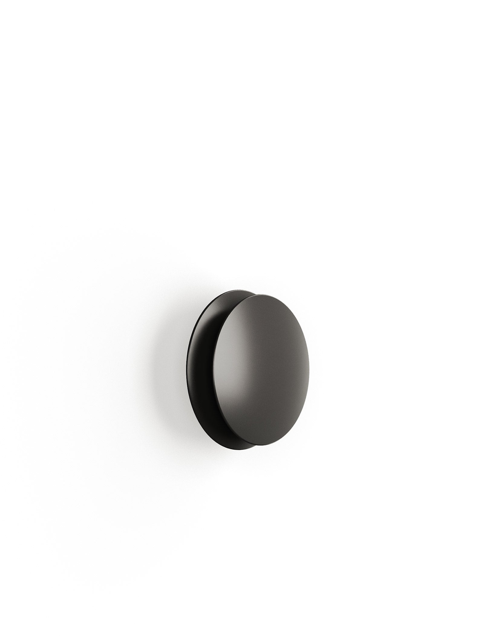 ACCORDION Hook - M1 black circular wall hook with a sleek, minimalist design for hanging jackets and bags.