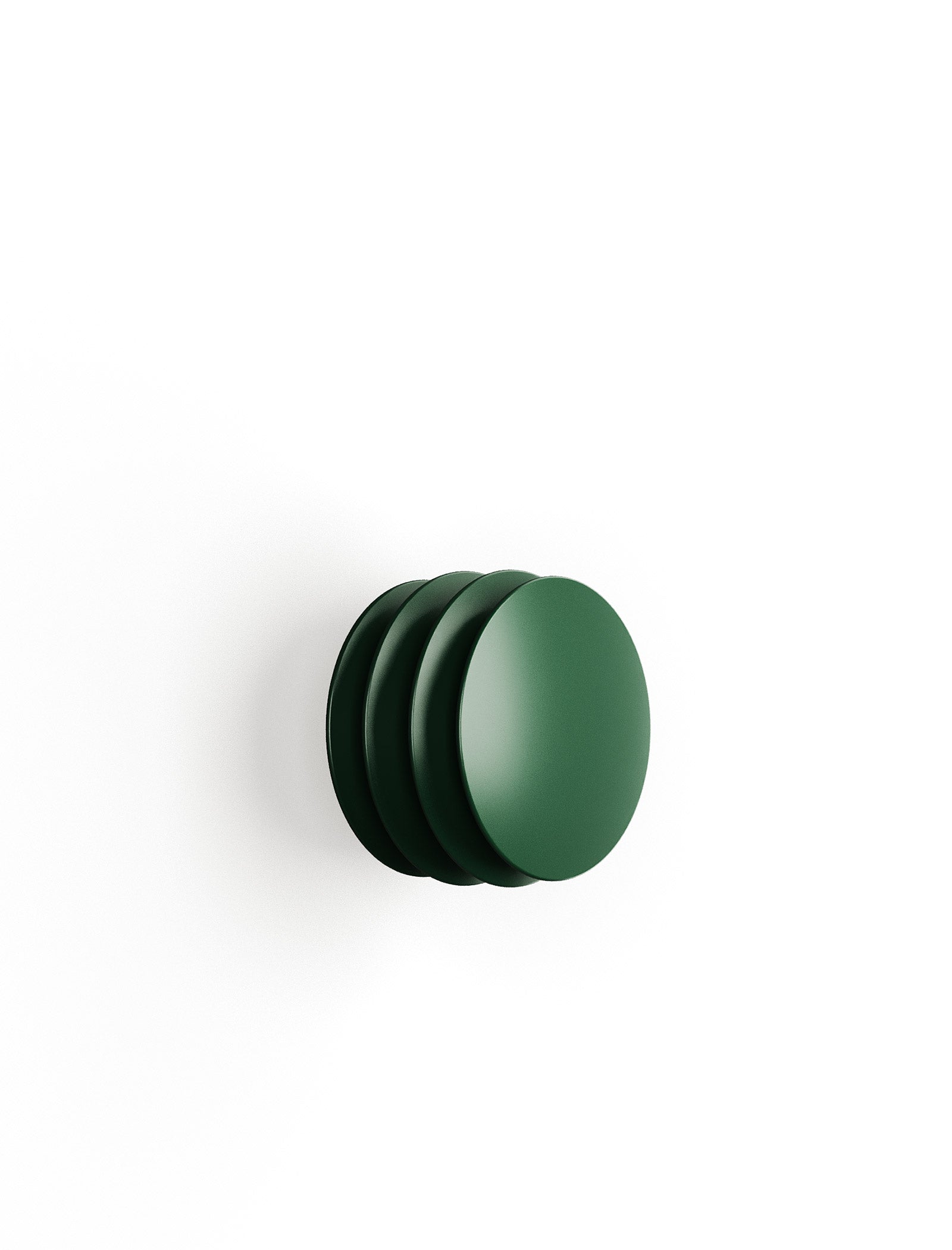 ACCORDION Hook - M2 in dark green with layered circular design for hanging jackets and bags.