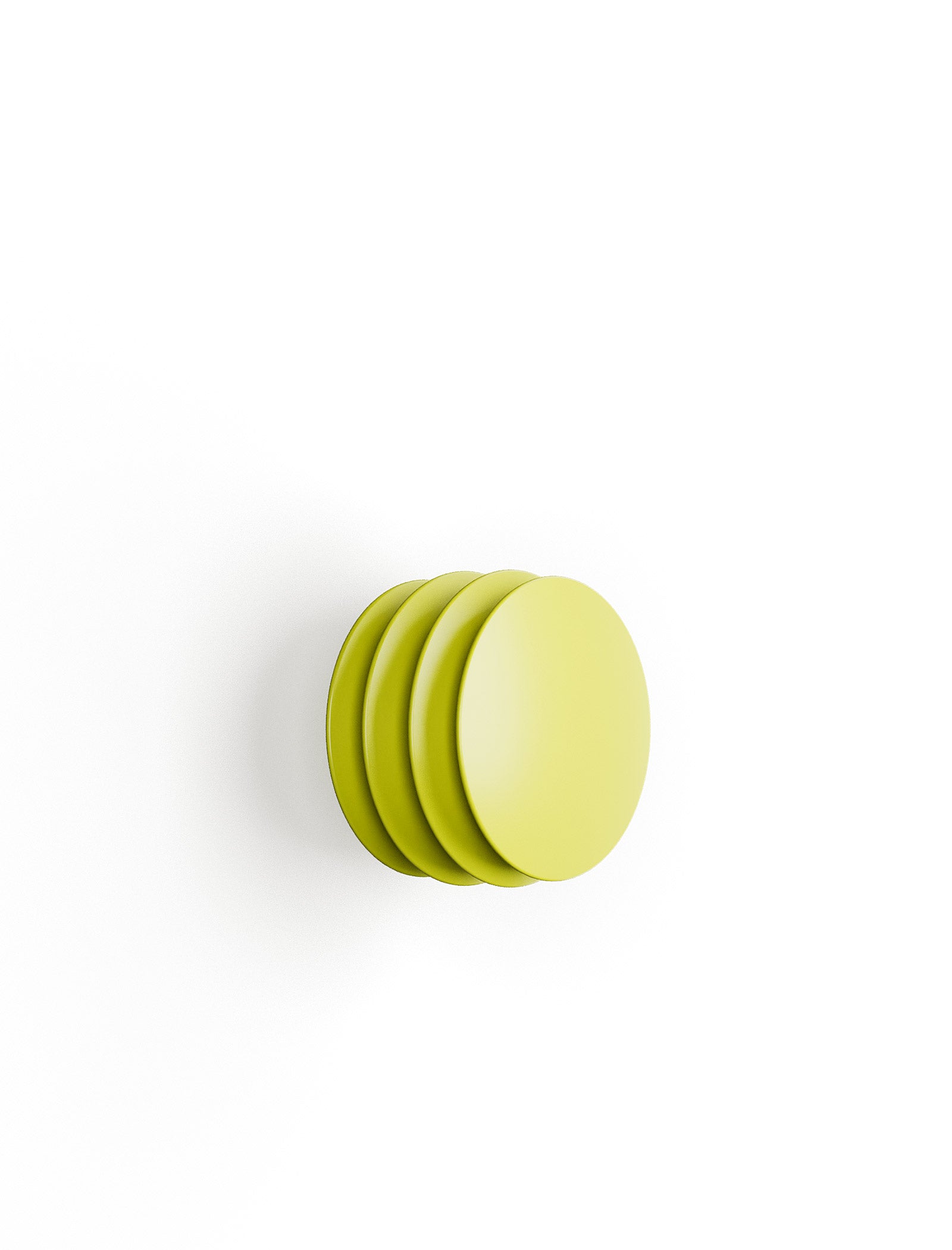 ACCORDION Hook - M2 in green, sculptural wooden wall hook with accordion-style ridges for hanging items.