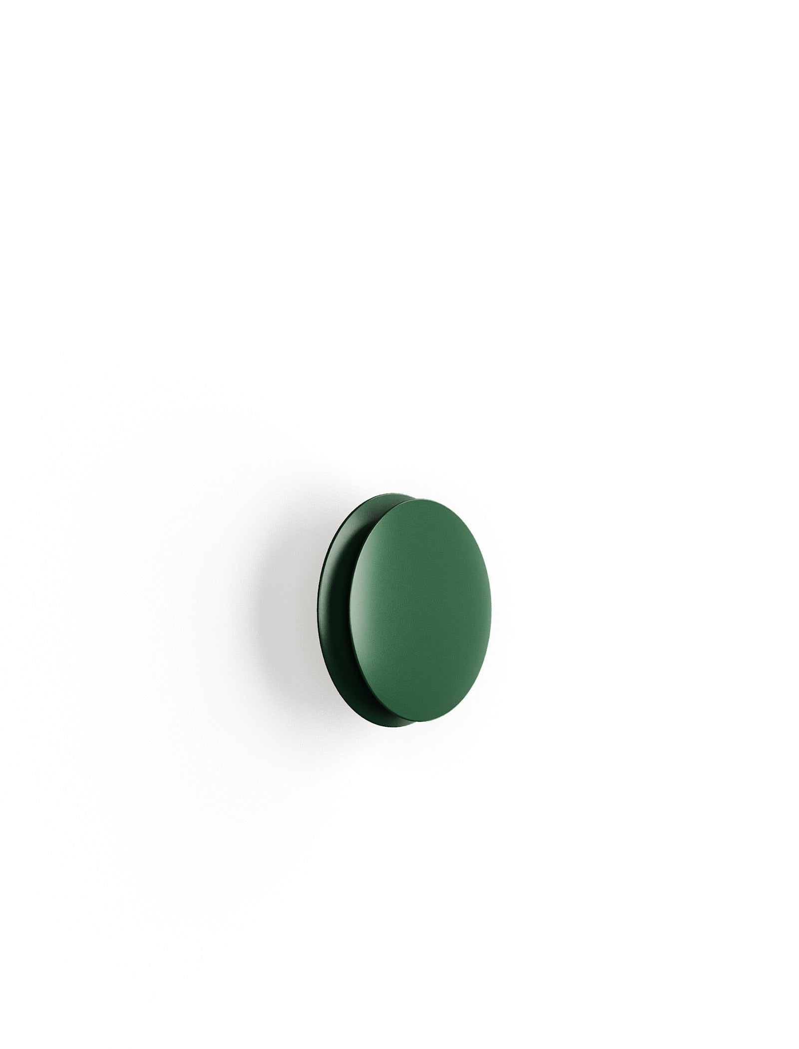 ACCORDION Hook - S2 in green, minimalist circular wall hook for hanging jackets and bags.