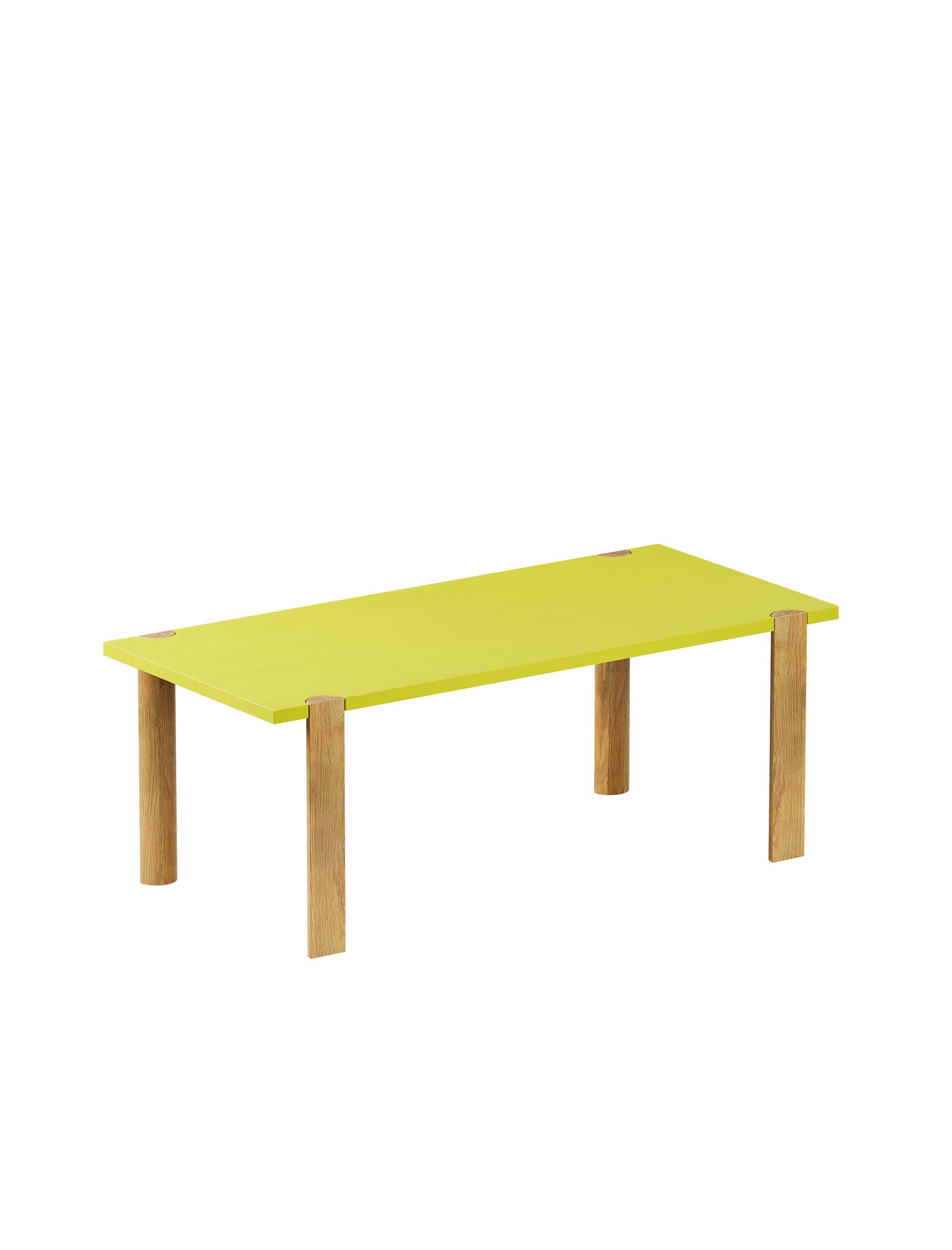 EVERYDAY Table – Color with a vibrant yellow tabletop and solid wooden legs, designed for daily use.
