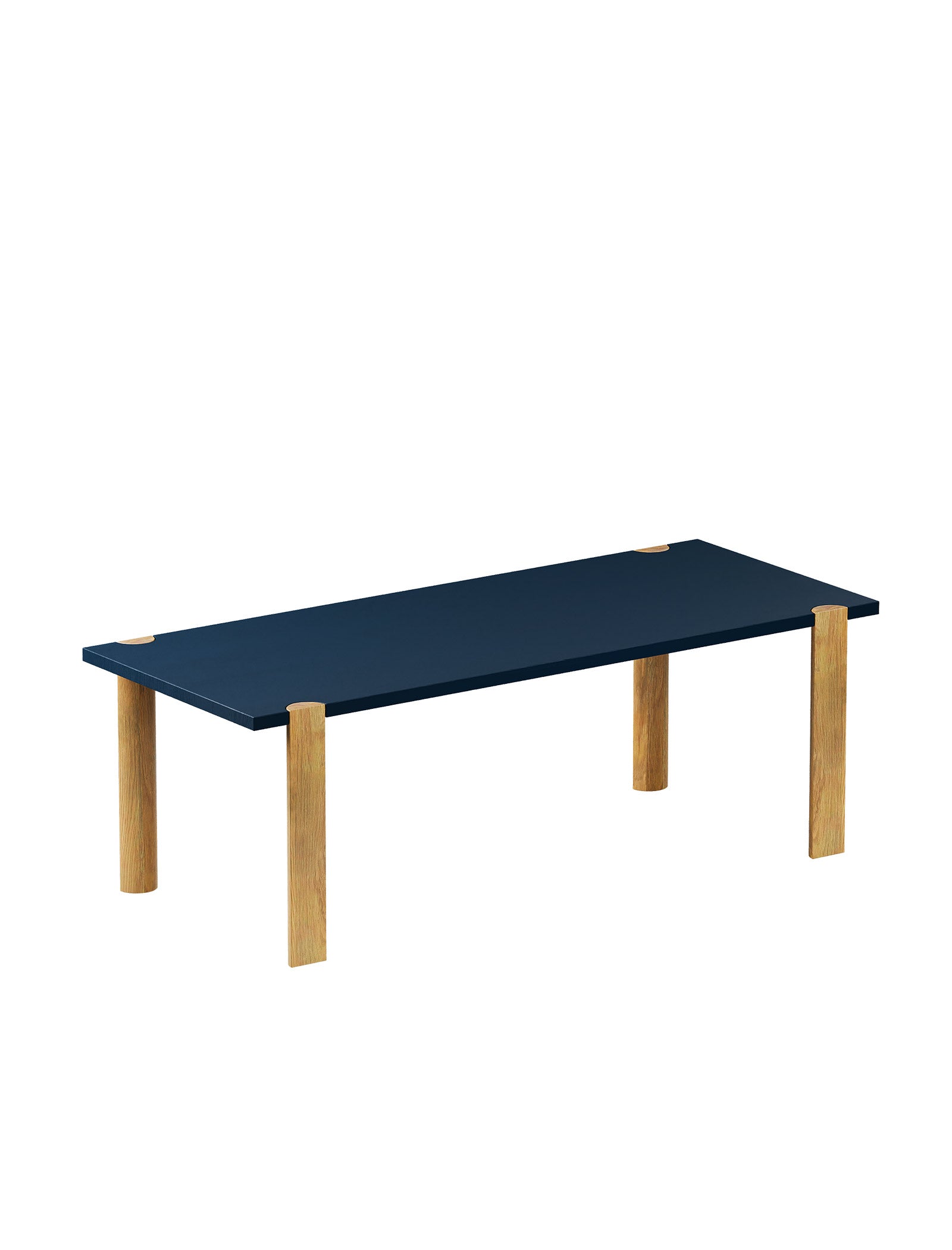 EVERYDAY Table – Color with a dark blue top and solid wood rounded legs, designed for everyday use.