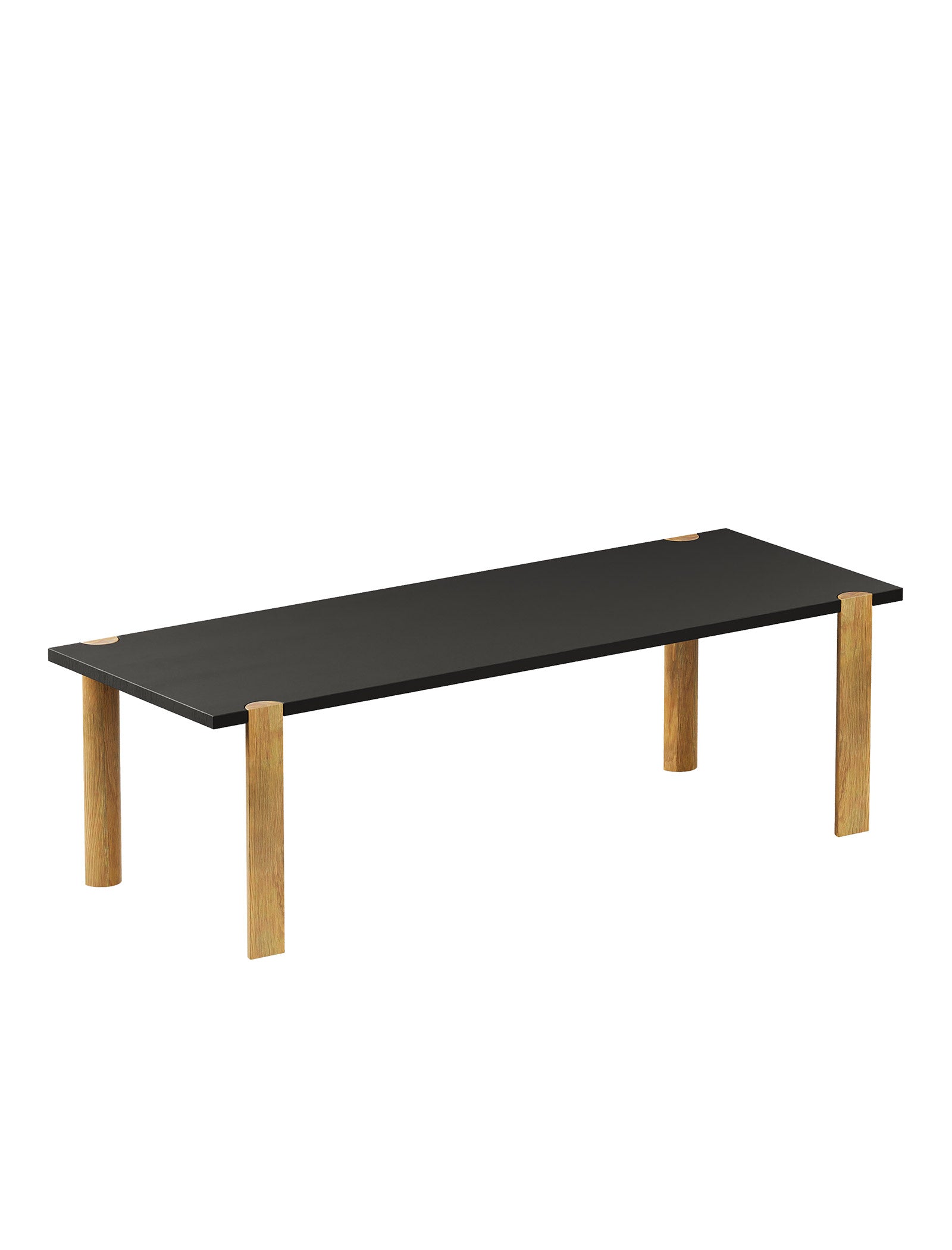 EVERYDAY Table – Color with a sleek black top and four rounded wooden legs showcasing natural wood grain accents.