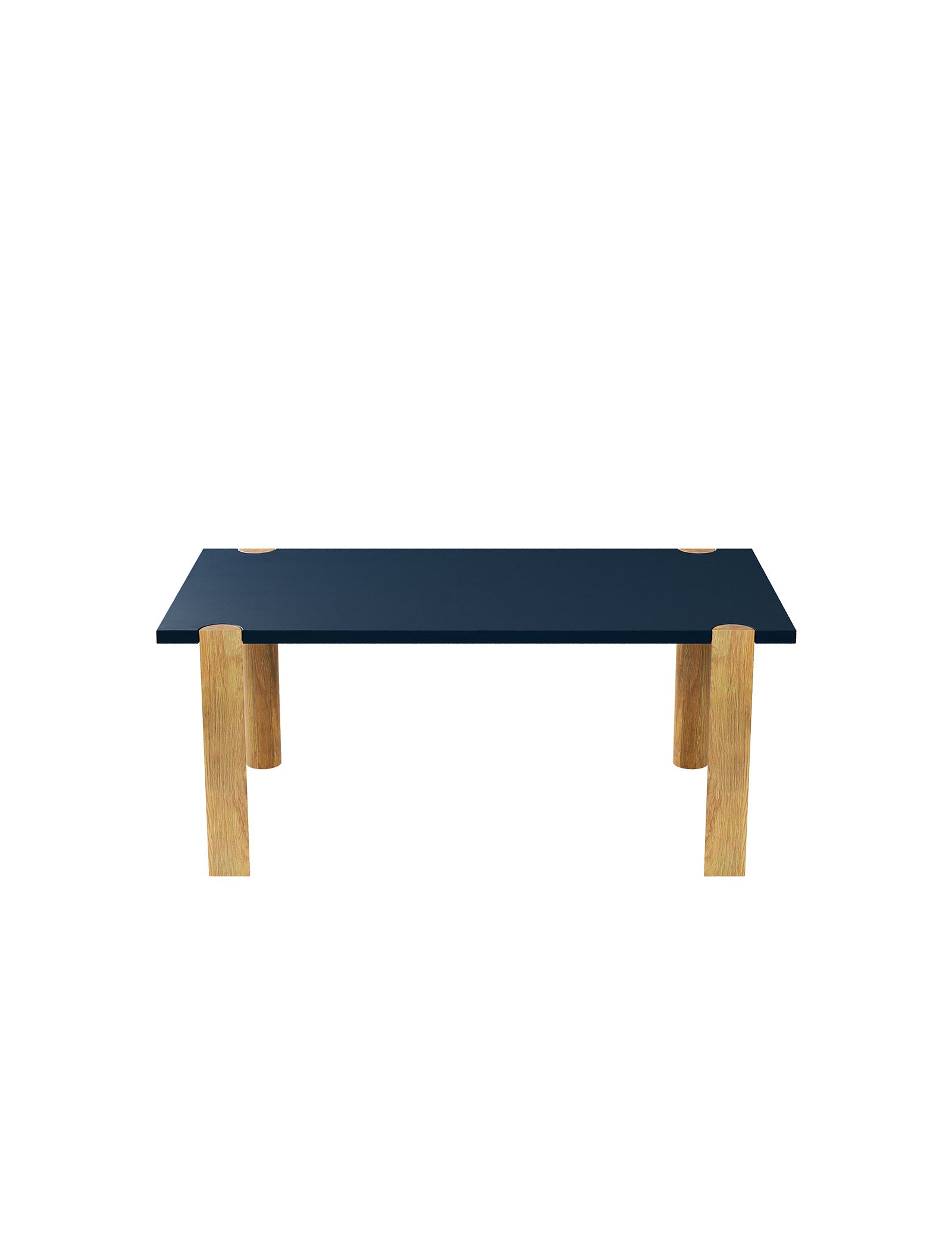 EVERYDAY Table – Color with solid wood legs and a dark blue rectangular tabletop in a minimalist design.