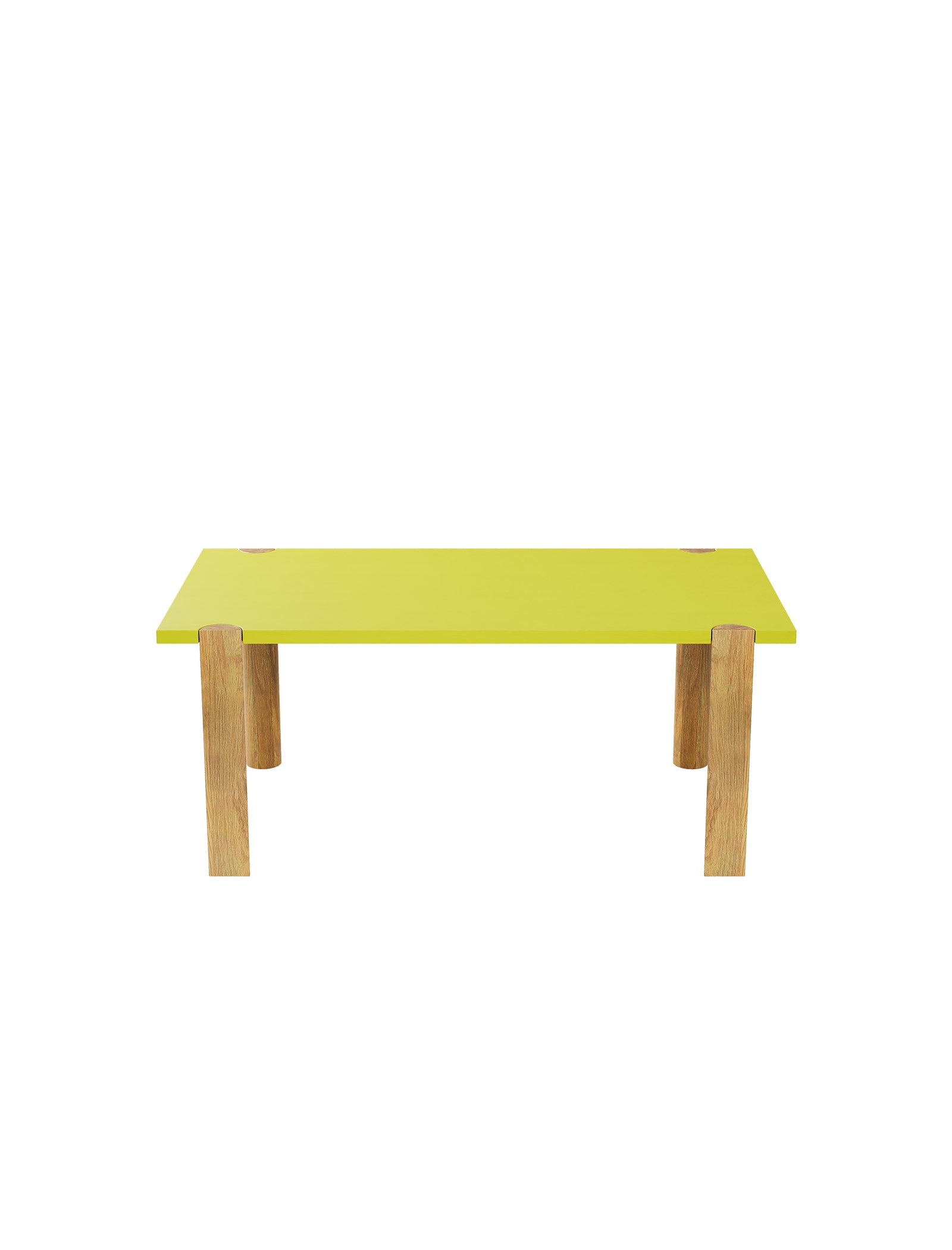 EVERYDAY Table – Color with solid wood base and vibrant yellow tabletop, designed for everyday use.