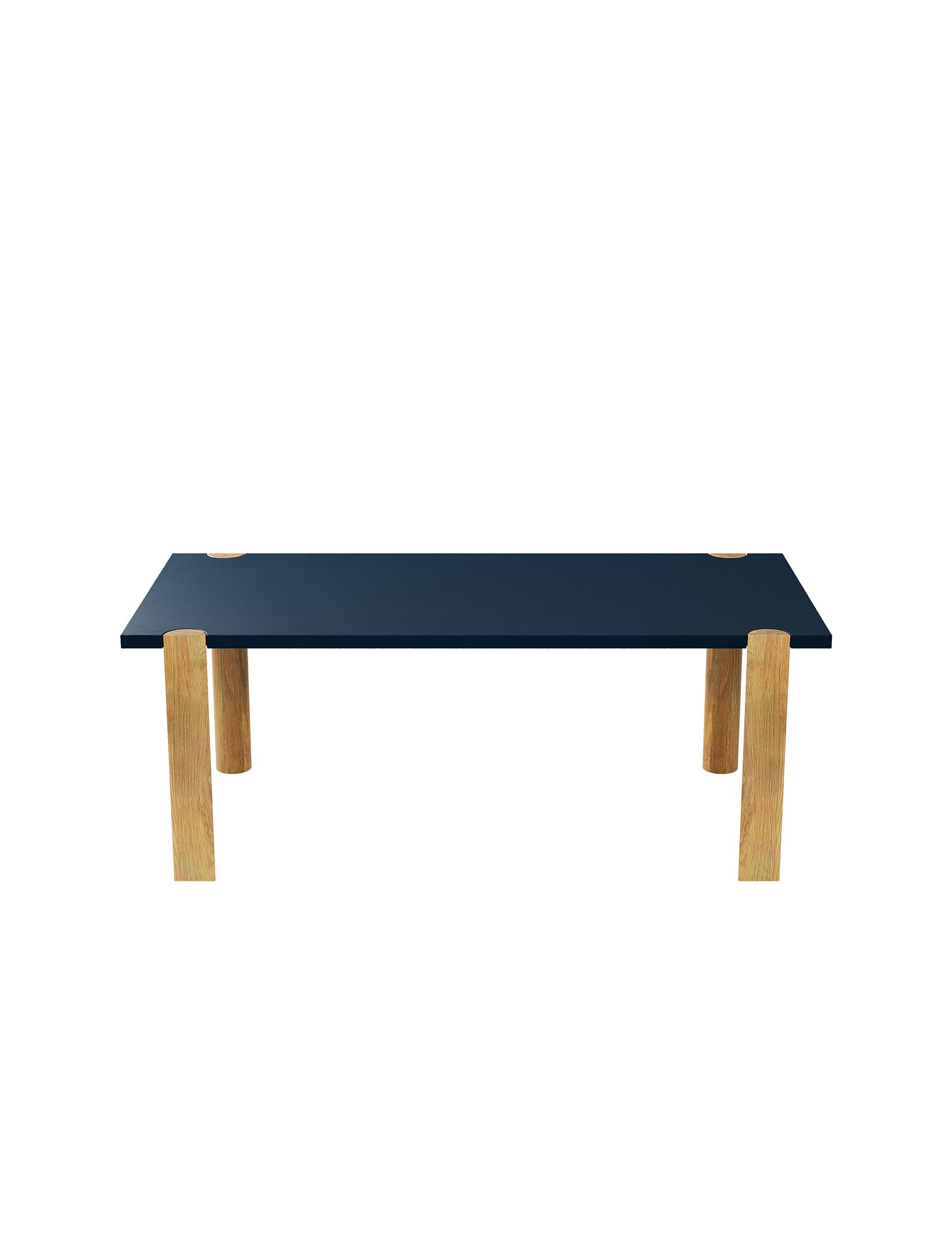 EVERYDAY Table – Color with a solid wood frame and navy blue tabletop supported by four rounded wooden legs.