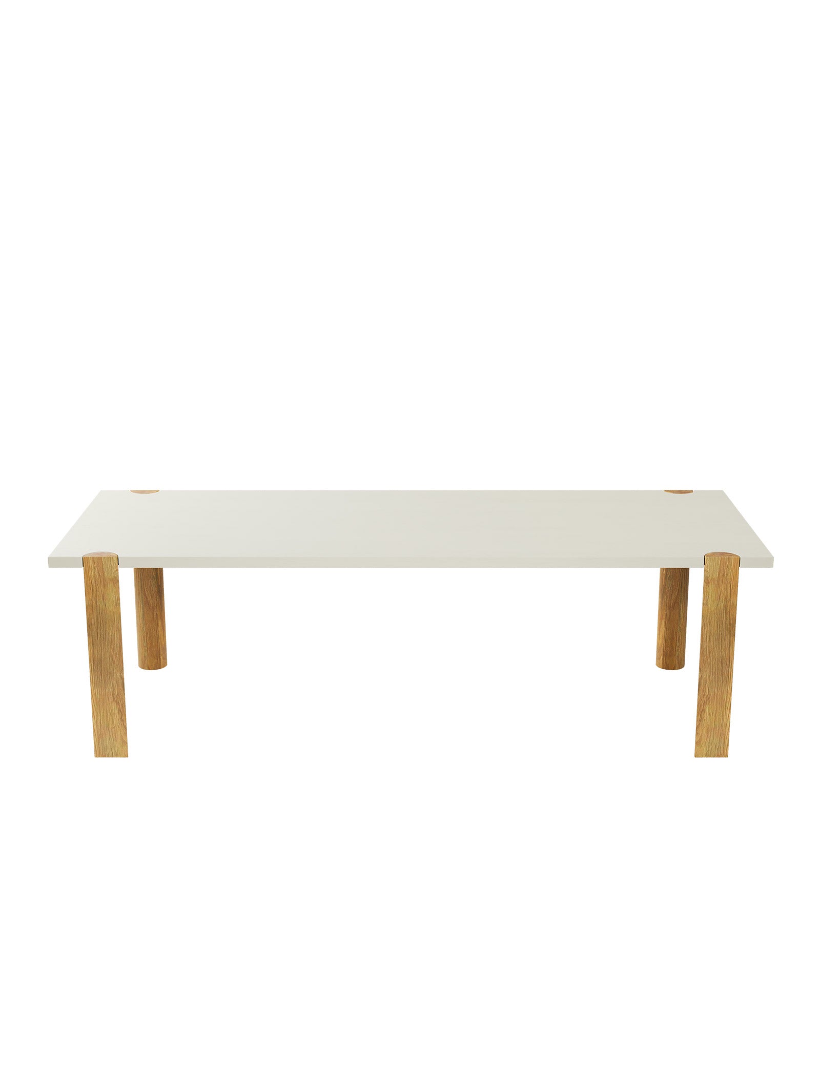 EVERYDAY Table – Color with a white top and solid wooden legs showcasing natural wood grain details.