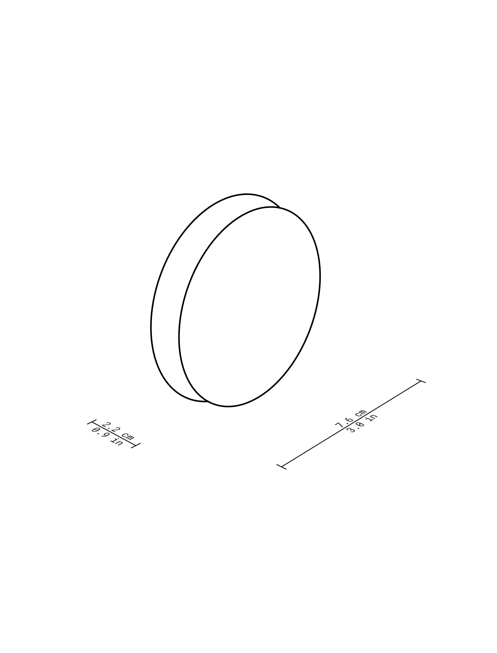ACCORDION Hook - S2 dimensional drawing showing circular flat hook with 7.5cm width and 2.2cm depth.
