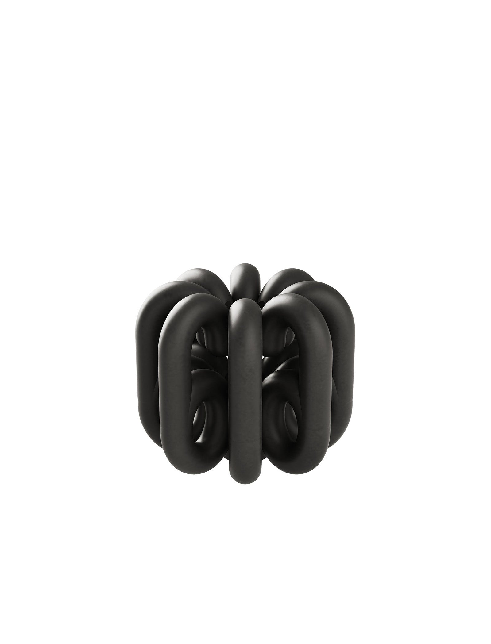 DIGIT SIX Candlestick black coated solid aluminum with unique rounded tubular design for modern home decor.