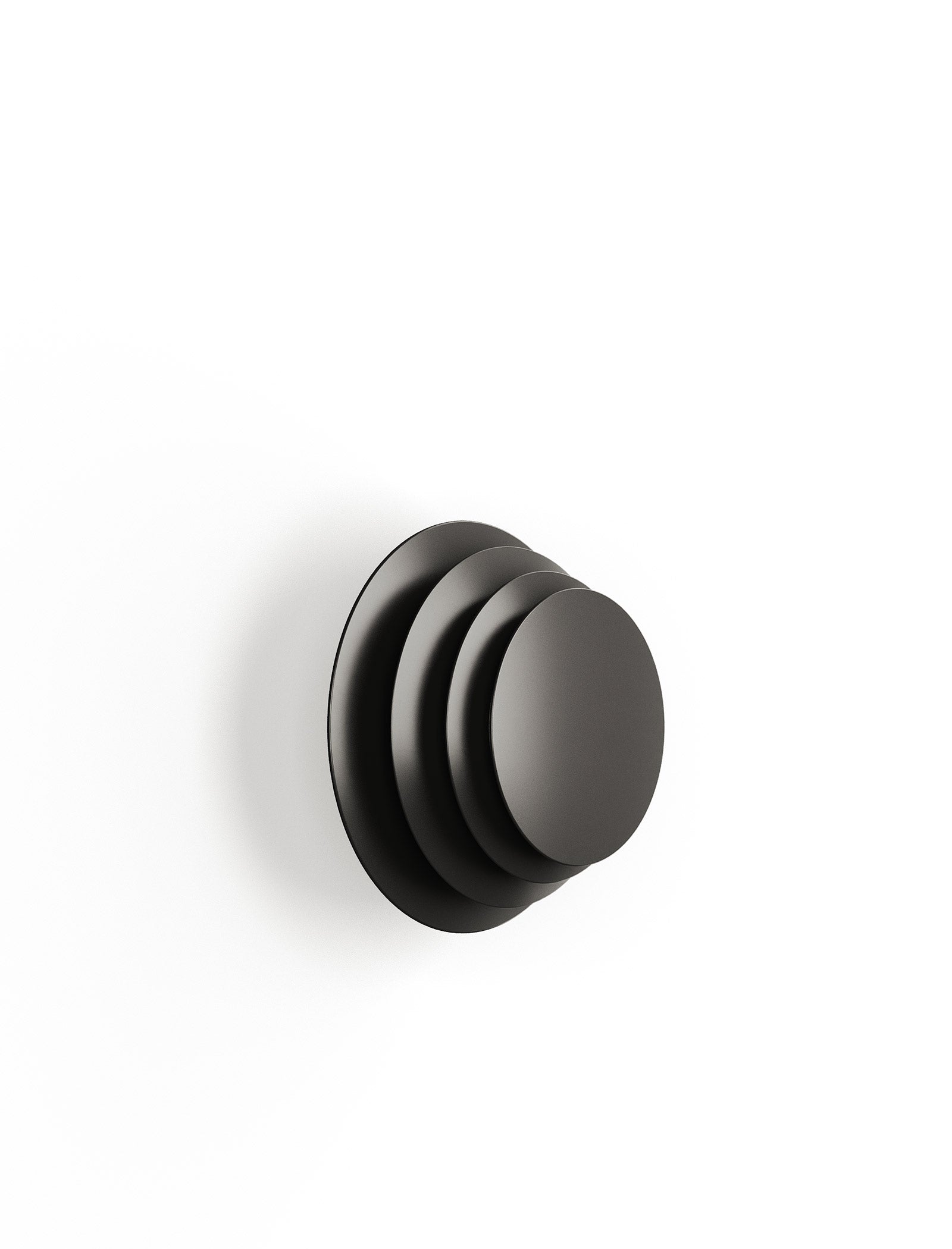 ACCORDION Hook - L2 black sculptural wall hook with layered circular design for hanging coats and bags.