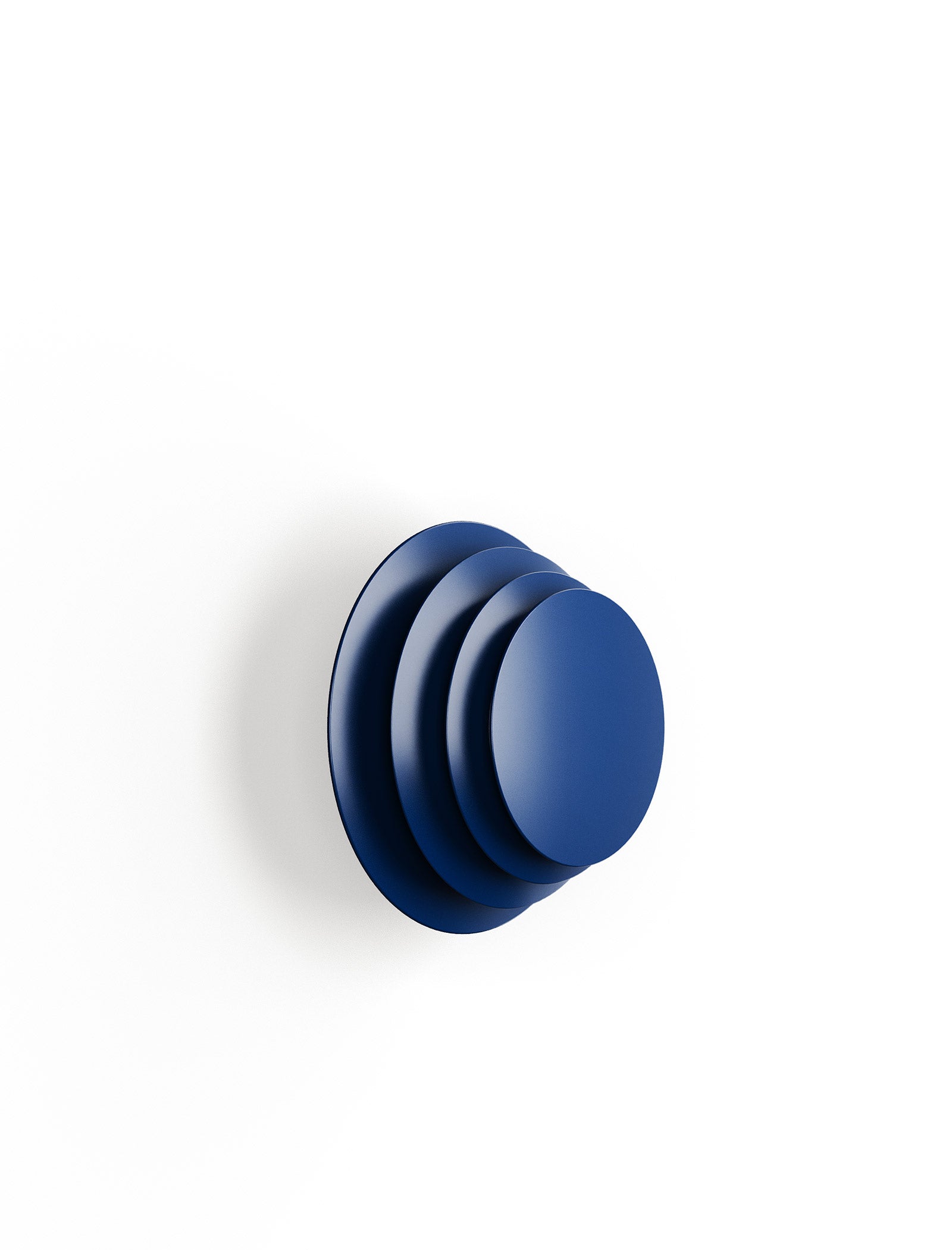 ACCORDION Hook - L2 in blue, sculptural wall hook with layered circular design for hanging items.