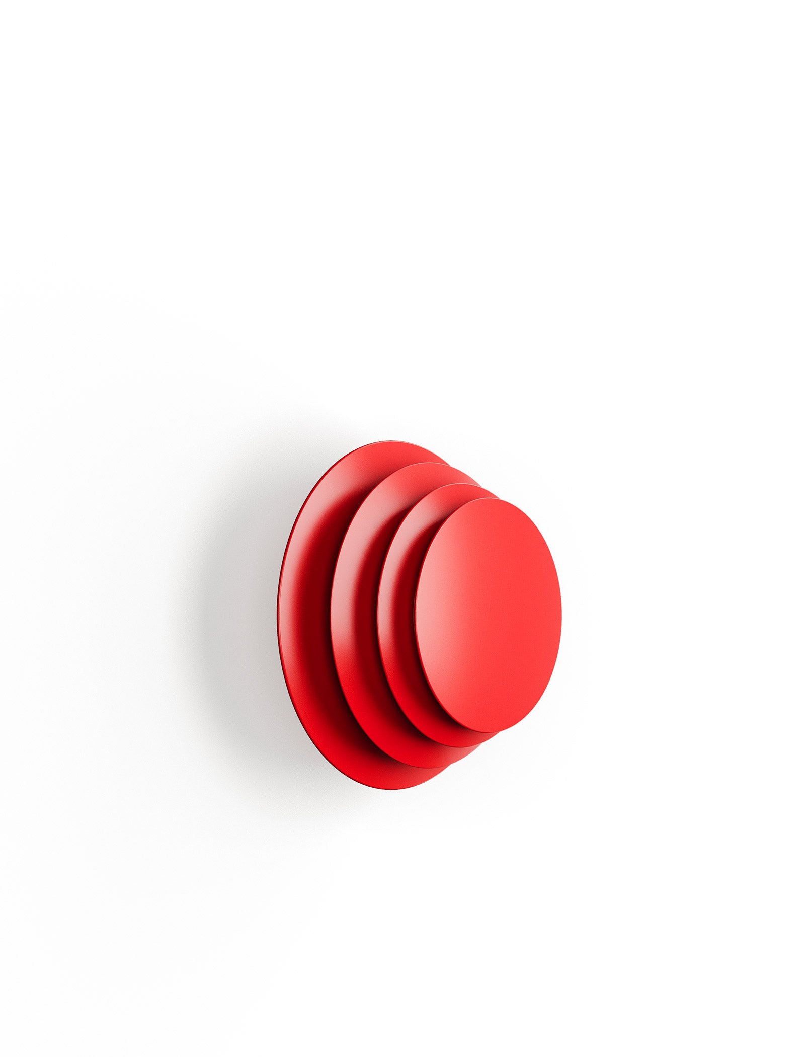 ACCORDION Hook - L2 in red, sculptural wall hook with overlapping circular layers for hanging coats and bags.