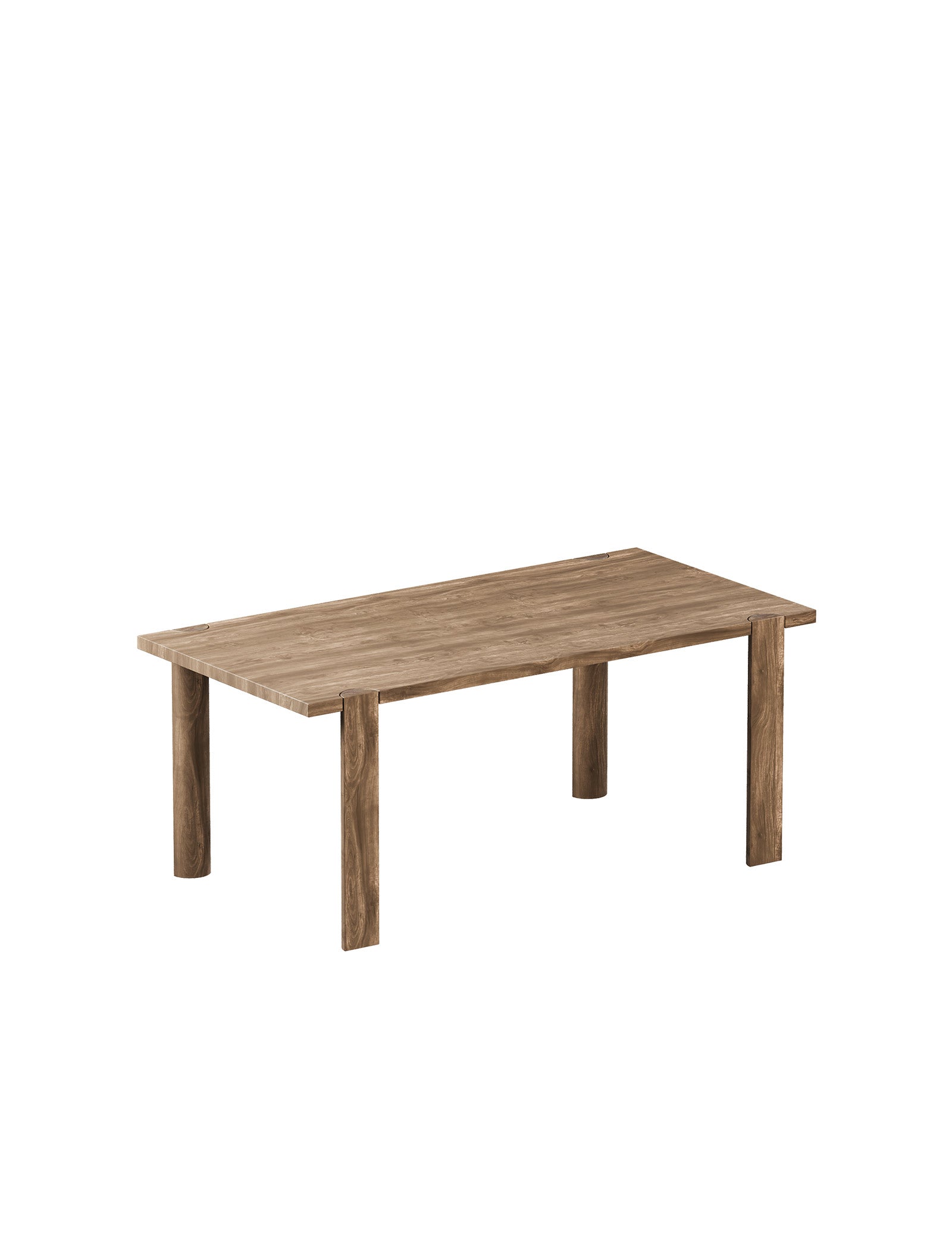 EVERYDAY Table made of solid wood with four round legs and a natural wood finish, perfect for daily use.