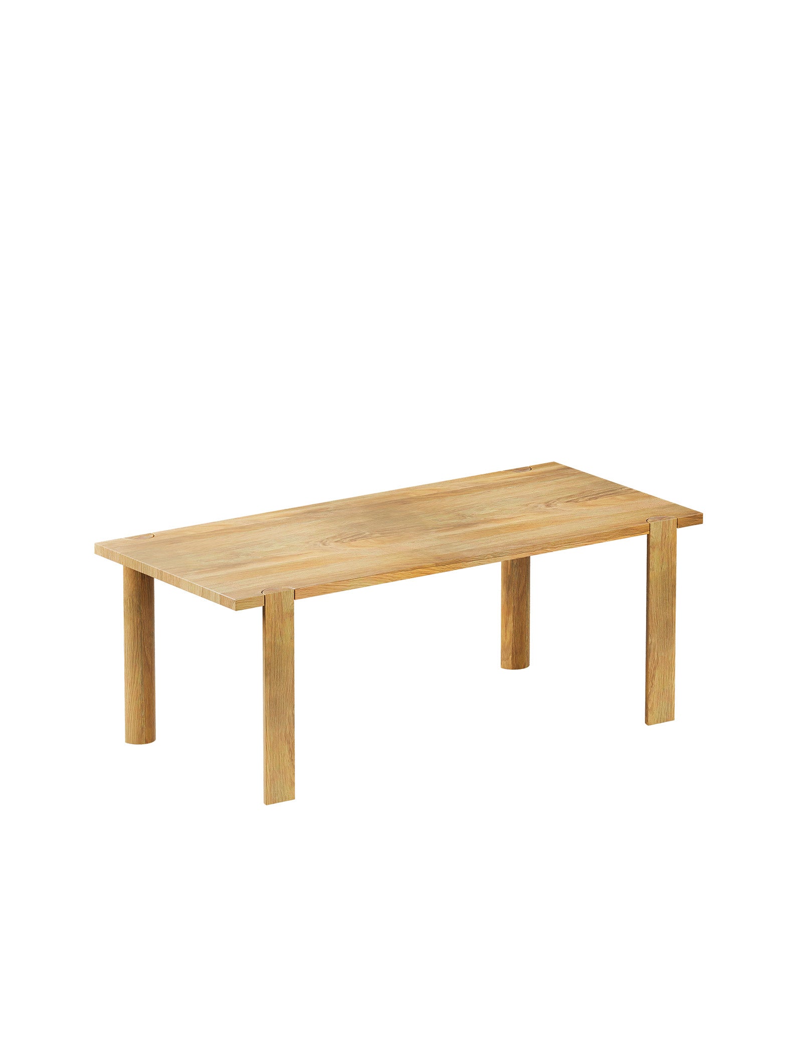 EVERYDAY Table made of solid wood with a simple rectangular top and four sturdy round legs.