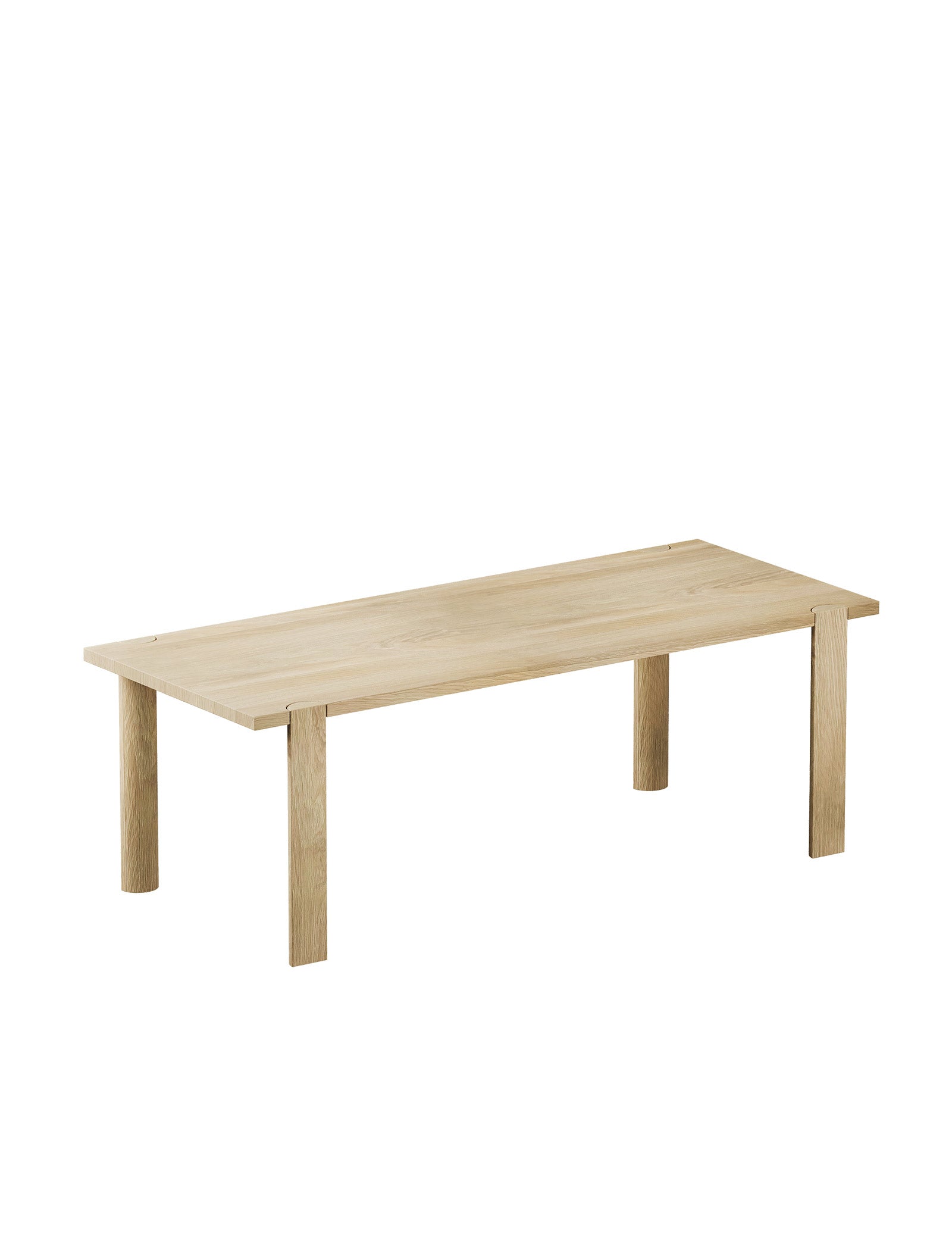 EVERYDAY Table made of solid wood with four rounded legs, simple natural finish, versatile for daily use.