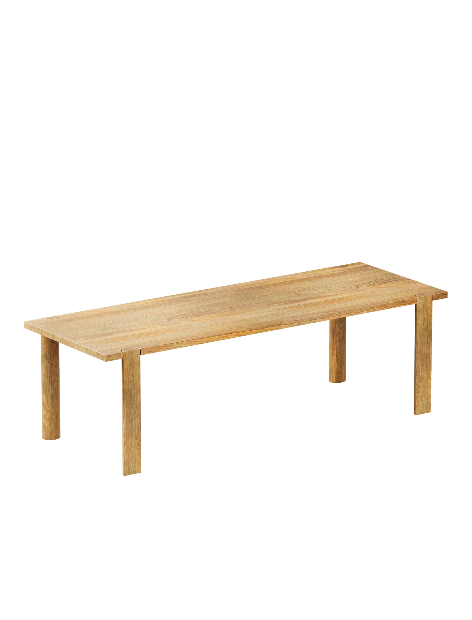 EVERYDAY Table made of solid wood with a simple rectangular top and four sturdy round legs for daily use.