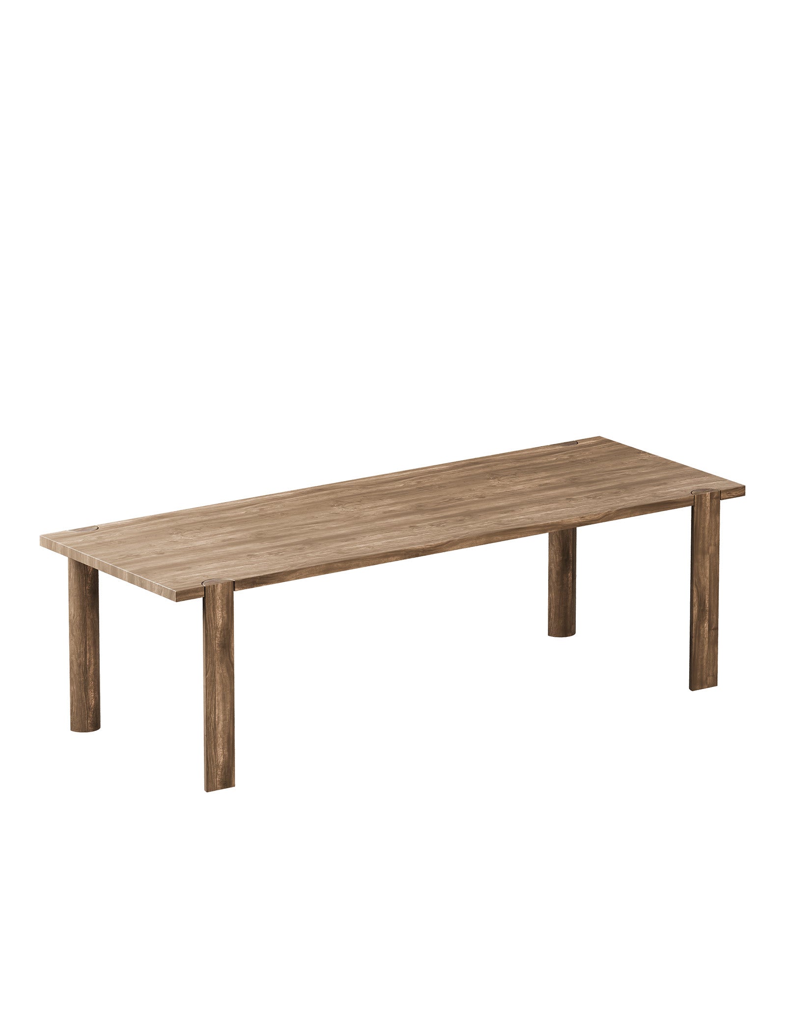 EVERYDAY Table made of solid wood with four rounded legs and a natural wood grain tabletop for daily use.