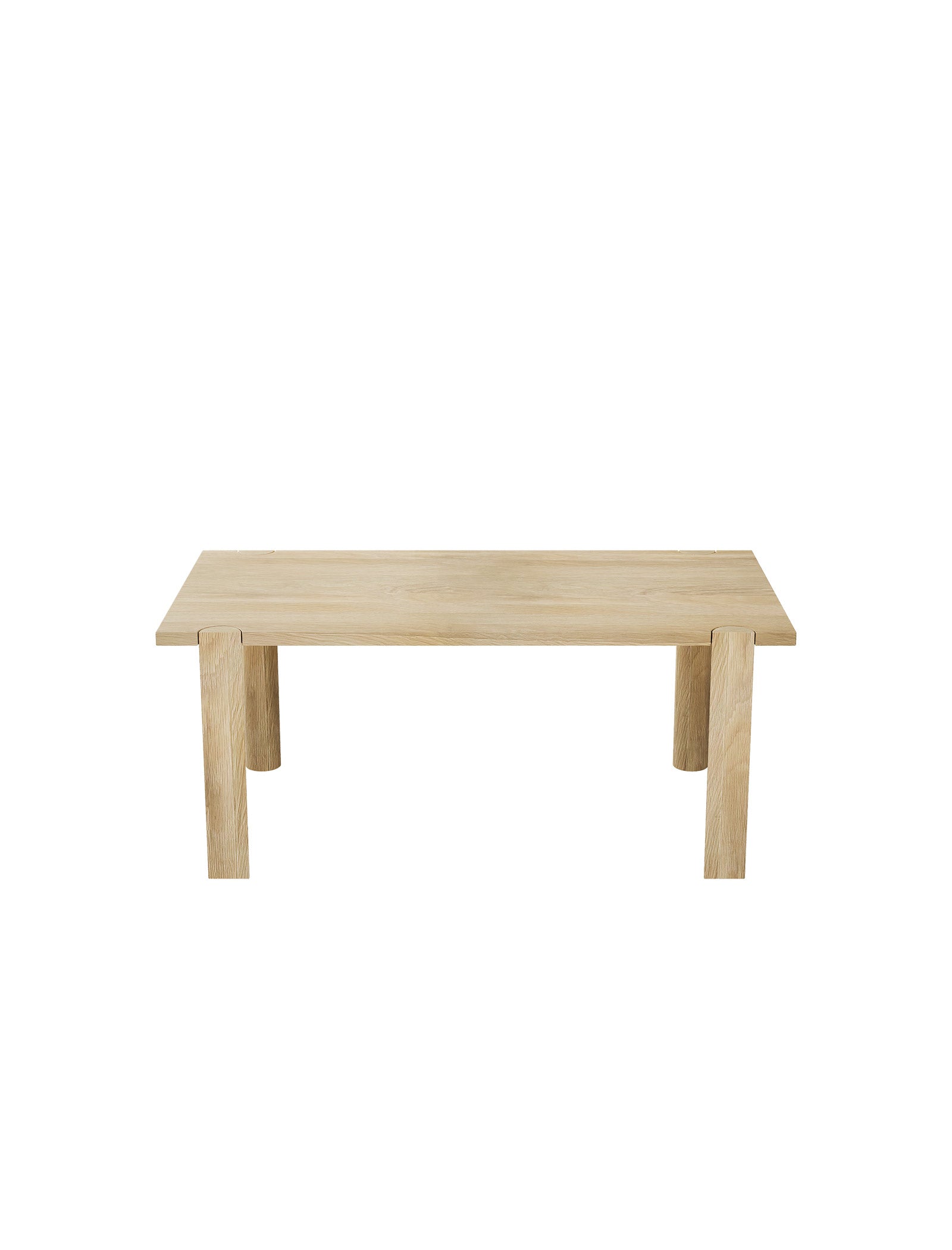 EVERYDAY Table made of solid wood with four rounded legs and a natural finish perfect for daily use.