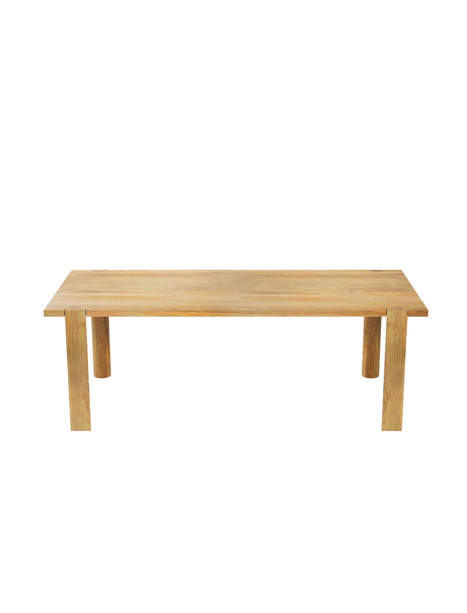 EVERYDAY Table made of solid wood with four half-round legs, designed for everyday use and available in four colors.