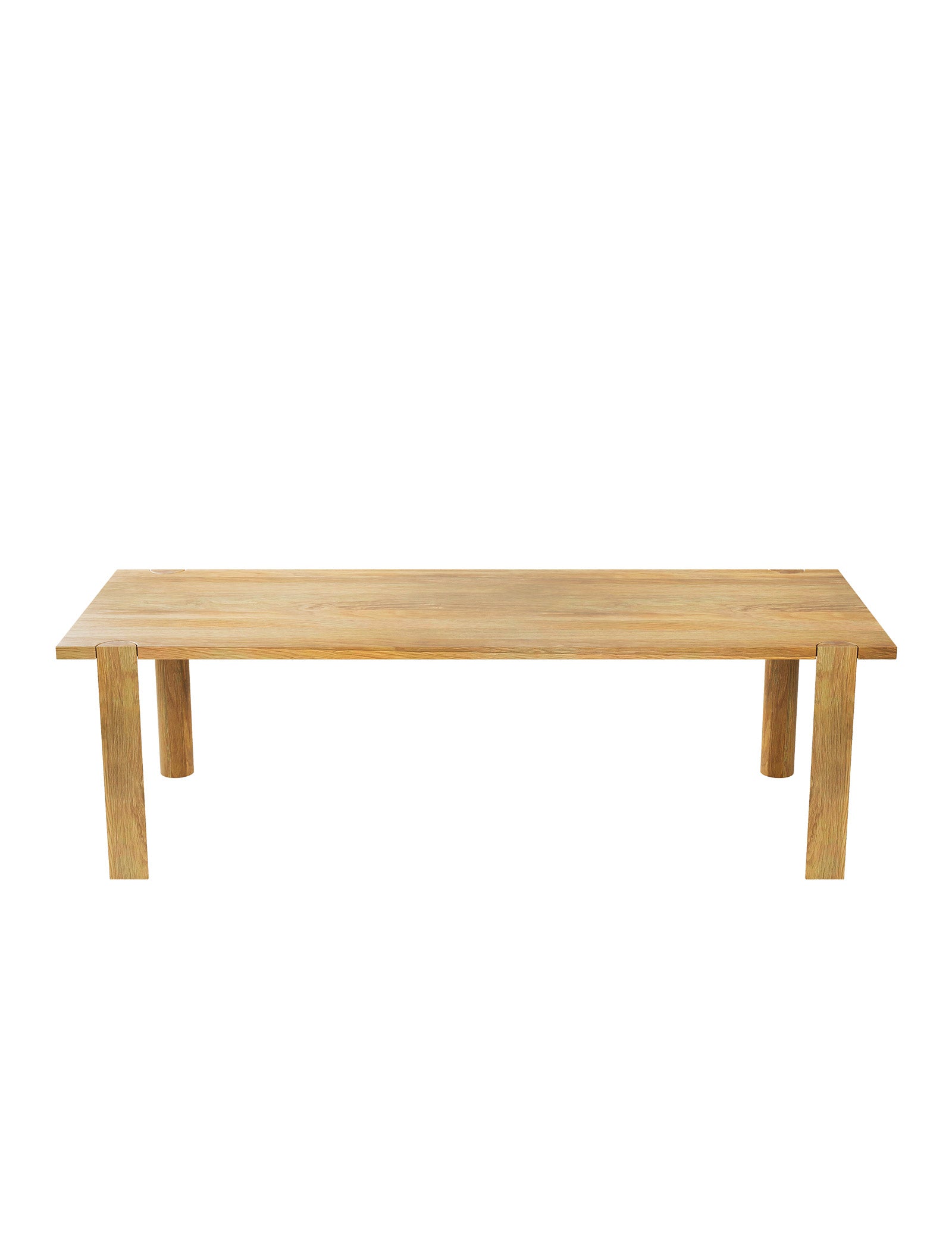 EVERYDAY Table made of solid wood with four legs showcasing the end grain on the tabletop for everyday use.
