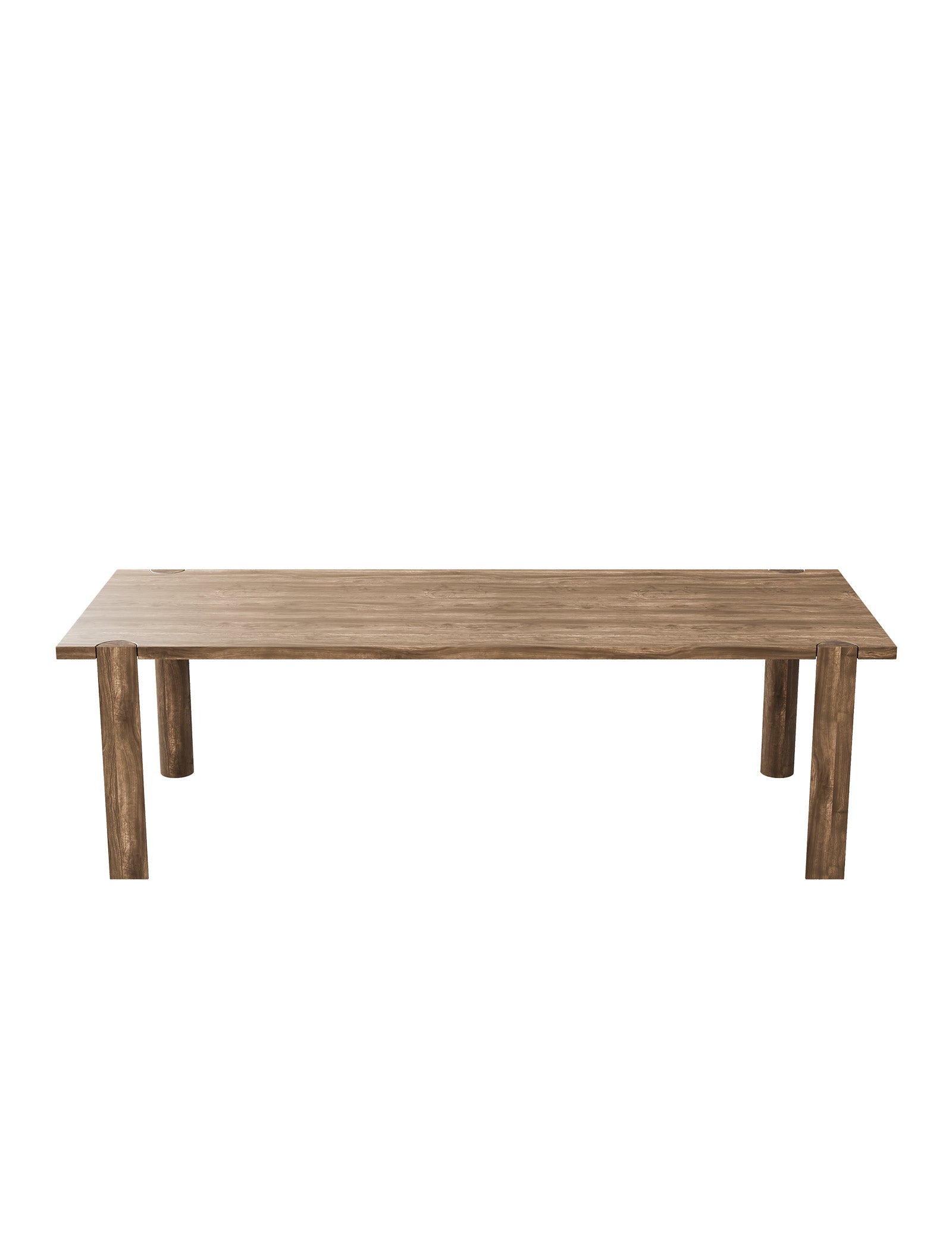 EVERYDAY Table made of solid wood with four rounded legs and a natural wood tabletop finish.