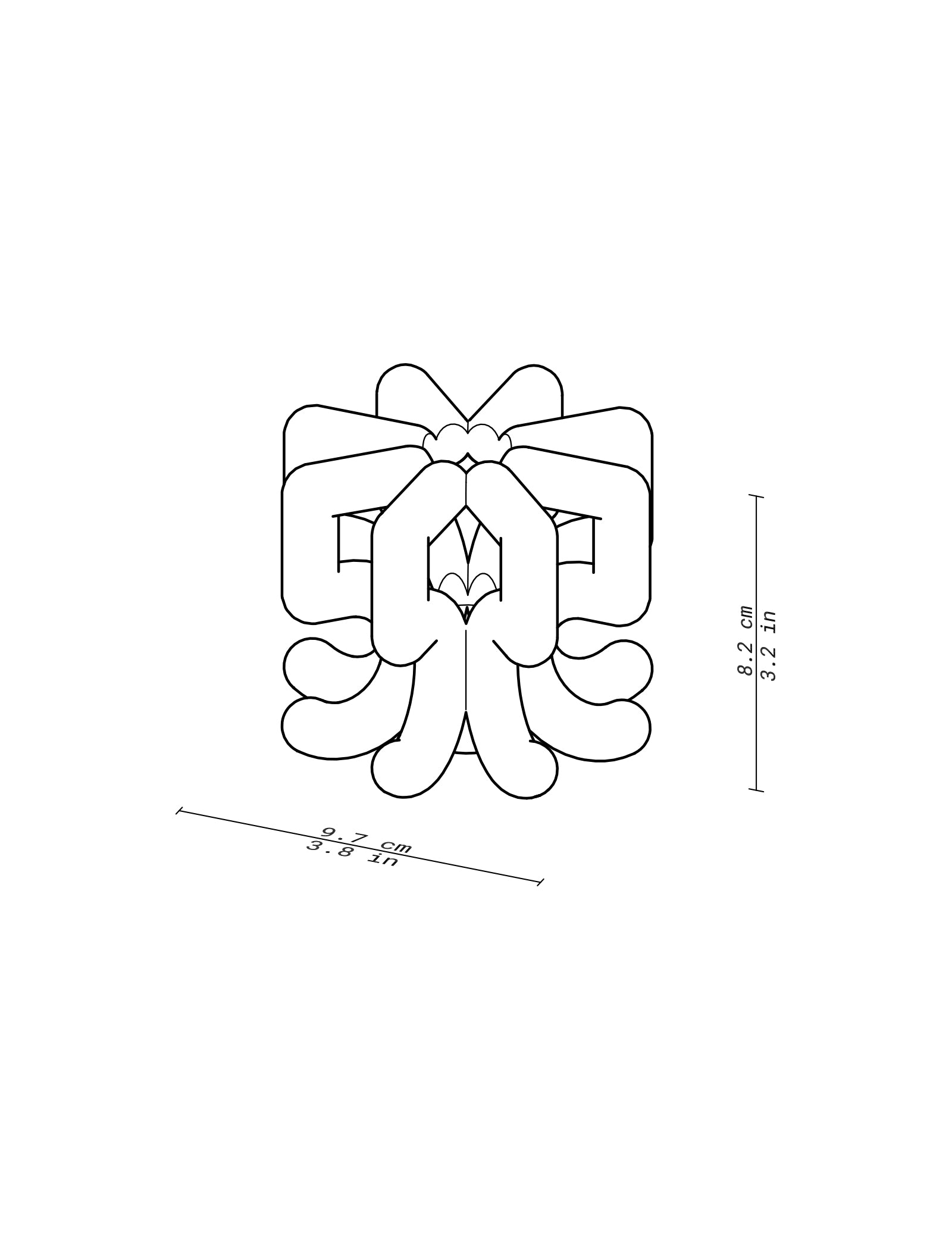 DIGIT FIVE Candlestick technical drawing showing dimensions of 9.7 cm width and 8.2 cm height in black outline.