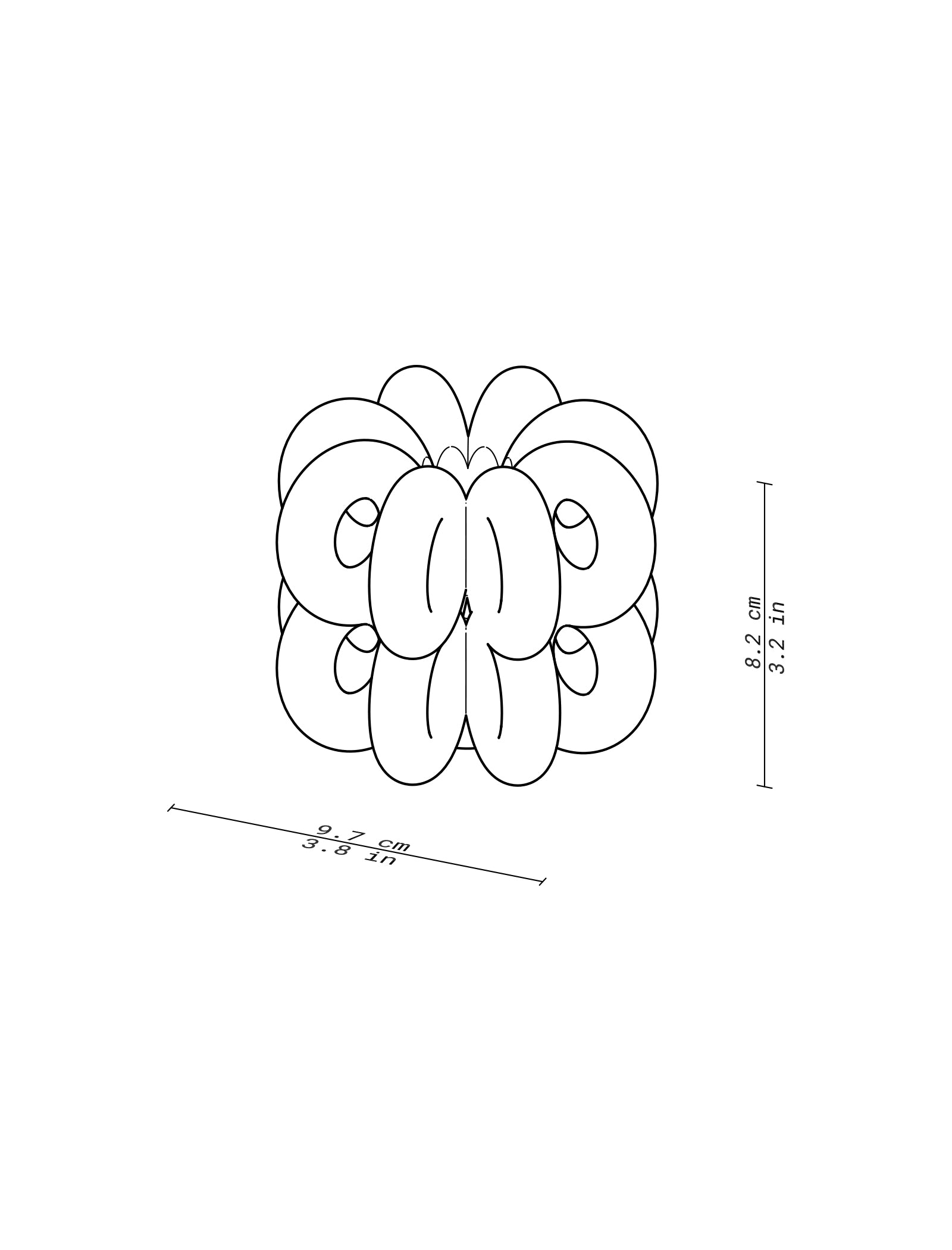DIGIT EIGHT Candlestick technical drawing showing dimensions 9.7 cm width and 8.2 cm height in black and white.