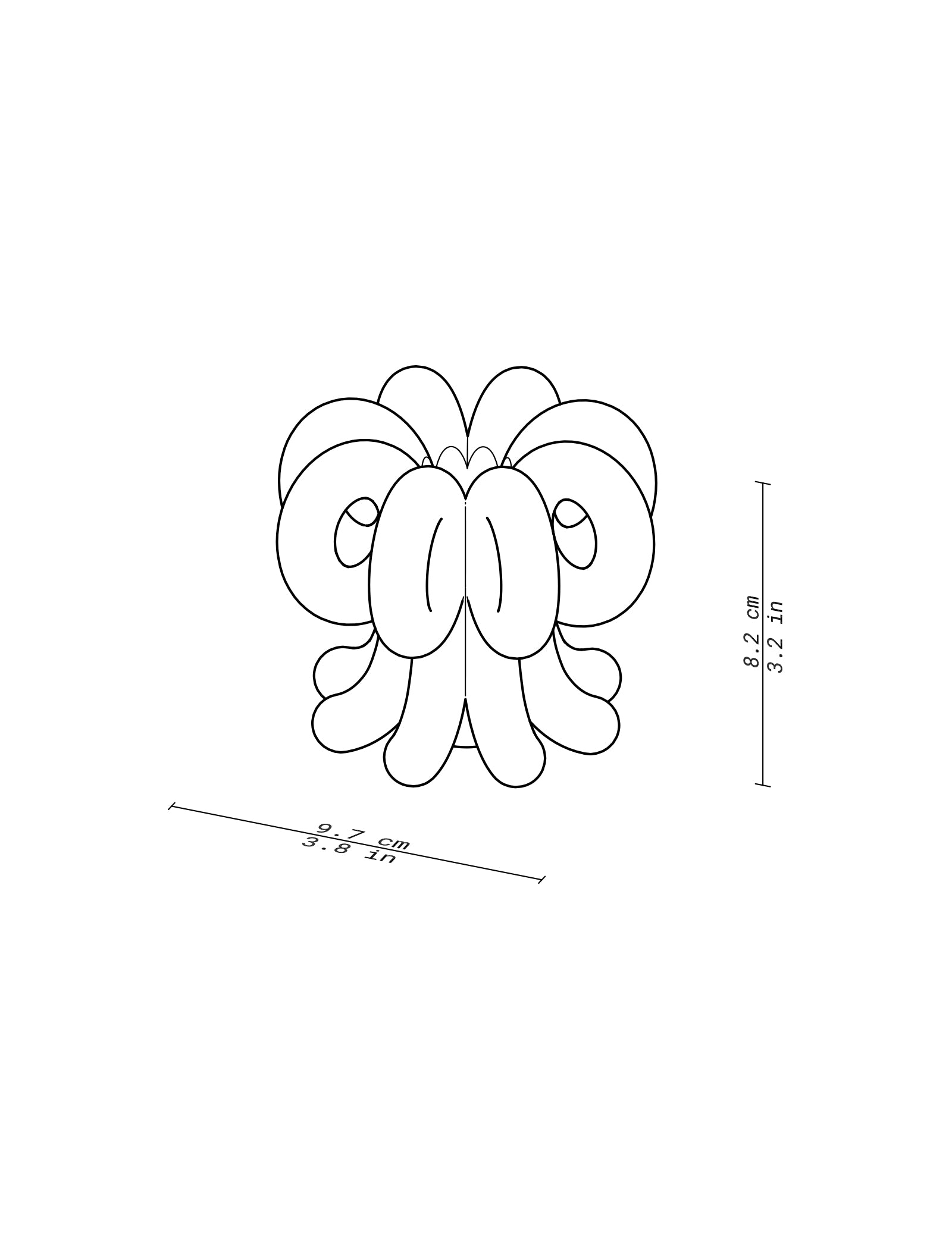 DIGIT NINE Candlestick technical drawing showing dimensions 9.7 cm width and 8.2 cm height in black and white.